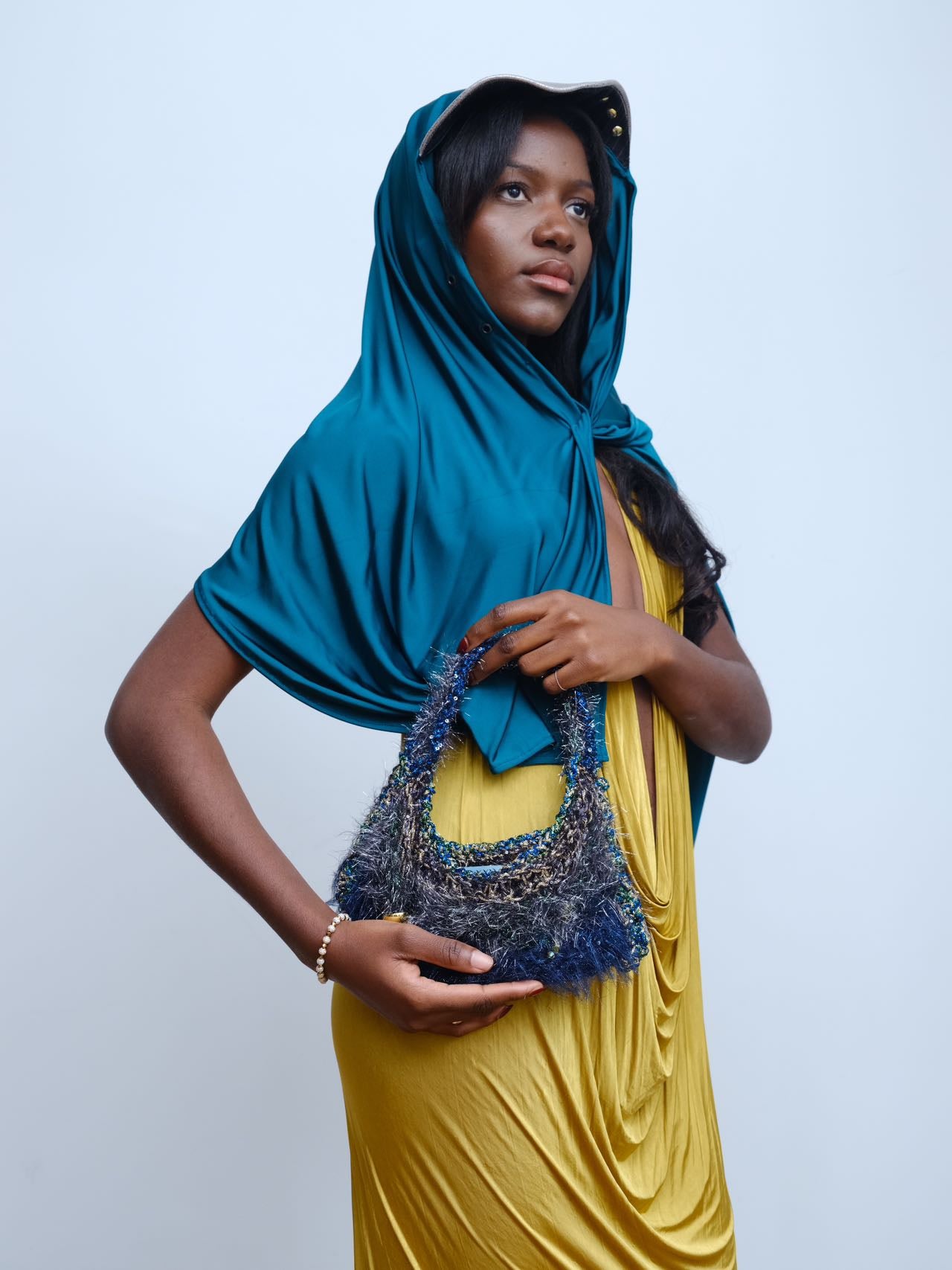 YAONOVA Moss-Metallic Hand-Crocheted Alien Terrain Bag