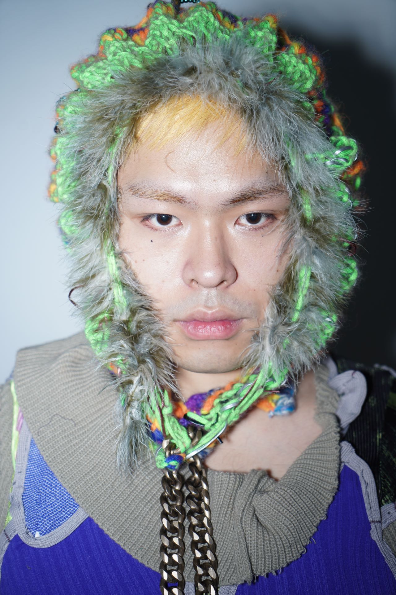 YAONOVA Multi-Textured Bug-Inspired Knit Hat with Chain