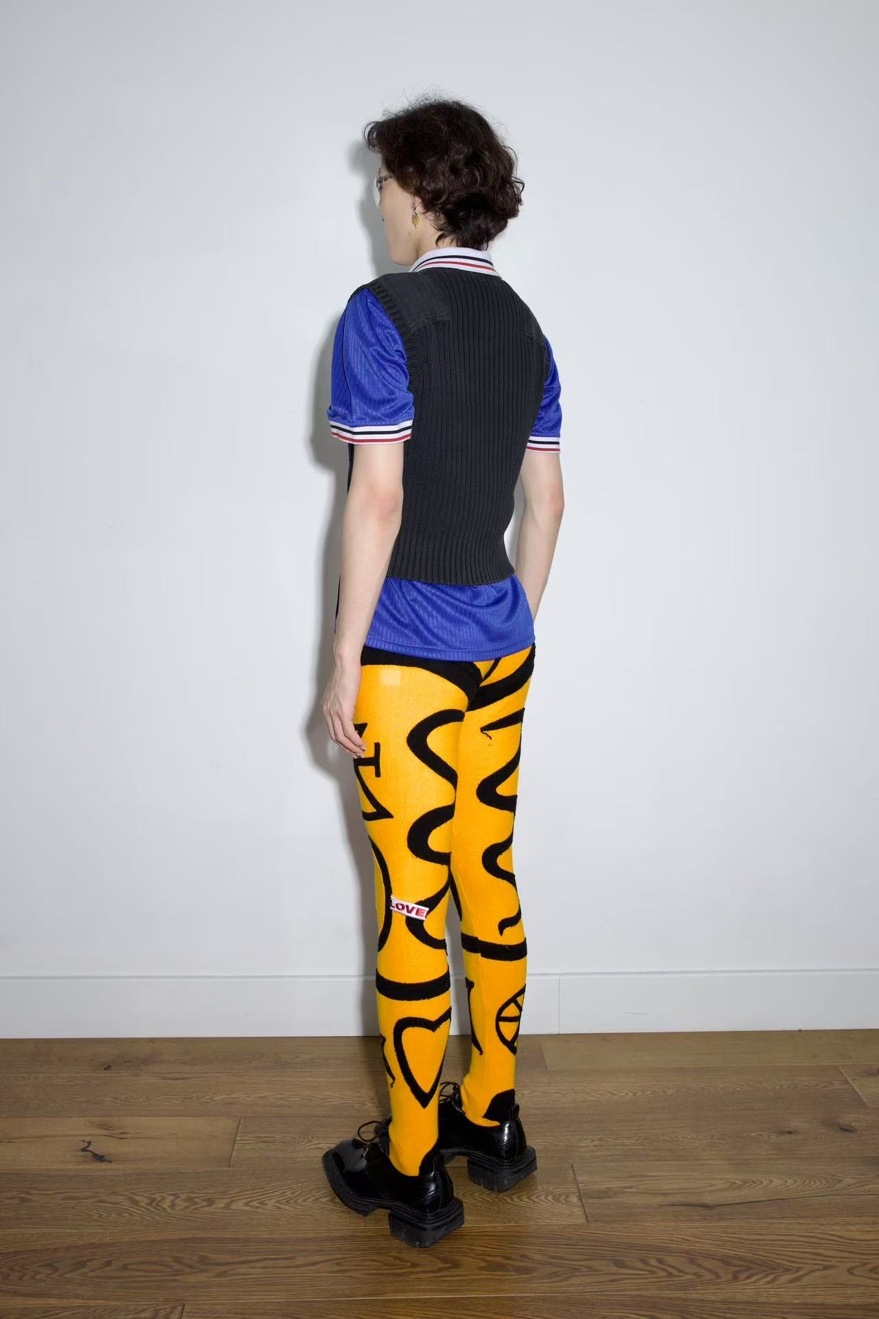 Charles Jeffrey Loverboy Yellow Symbolic Knit Bodystocking Leggings – FIRE 火