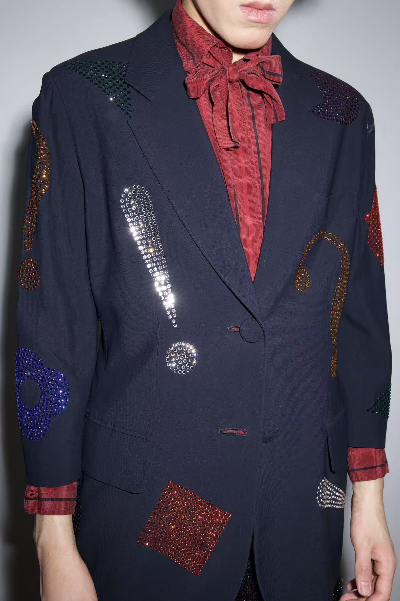 Moschino Couture Vintage Rhinestone Punctuation Blazer
