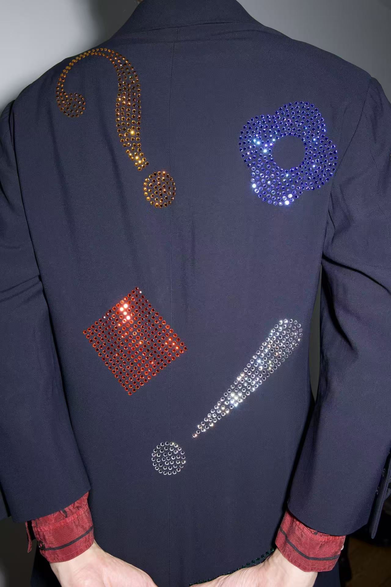 Moschino Couture Vintage Rhinestone Punctuation Blazer