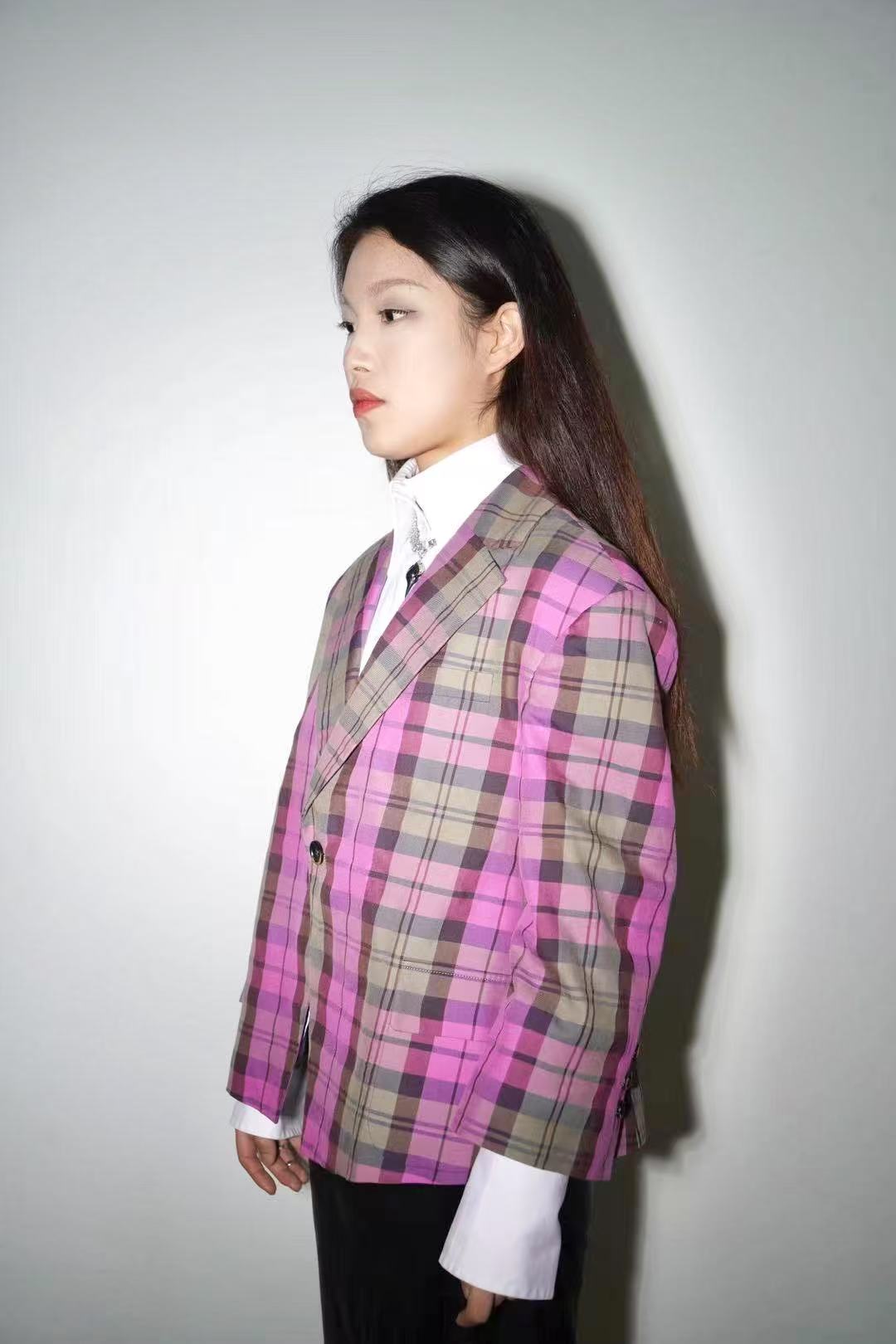 Vivienne Westwood Women's Pink and Green Check Blazer Jacket