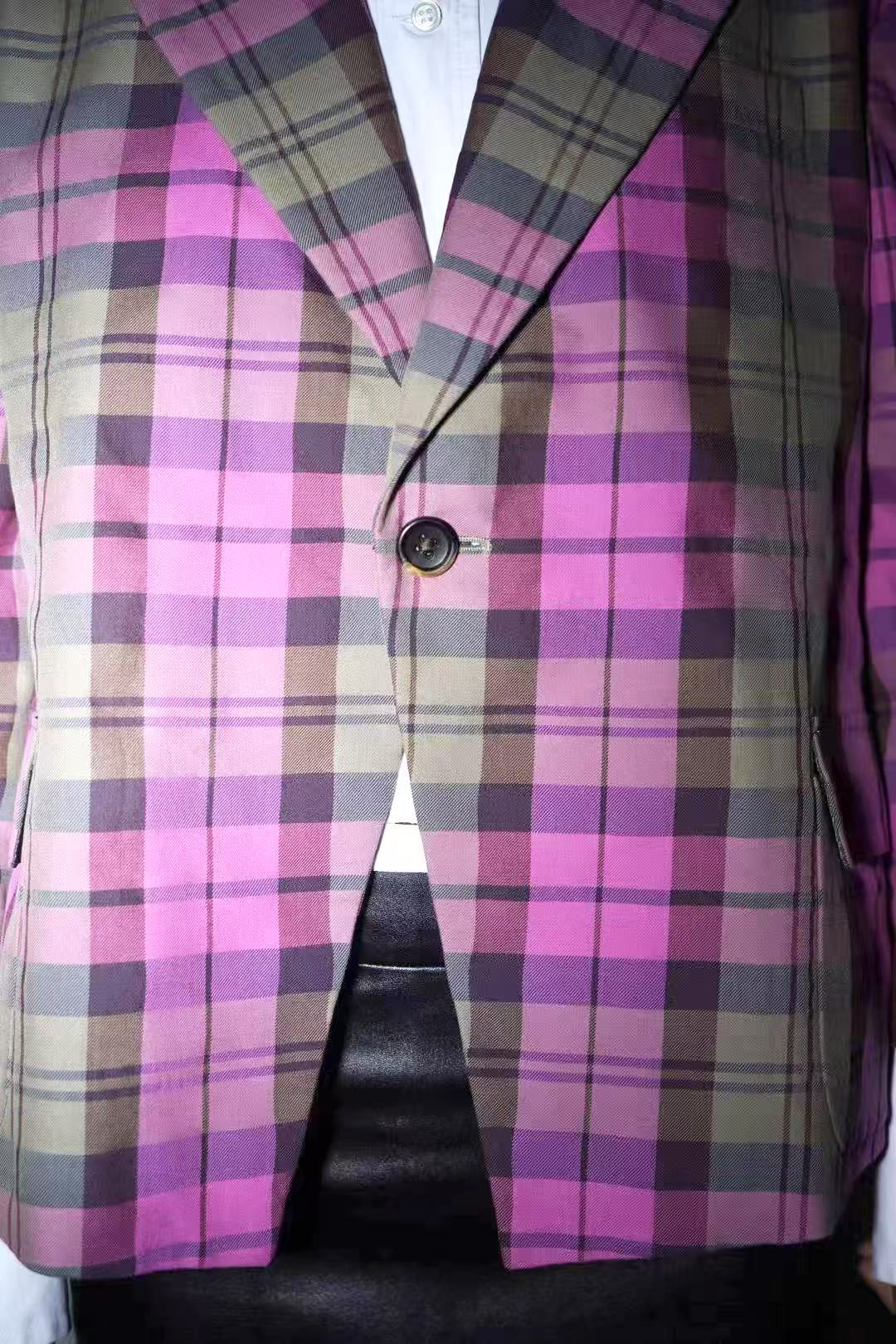 Vivienne Westwood Women's Pink and Green Check Blazer Jacket