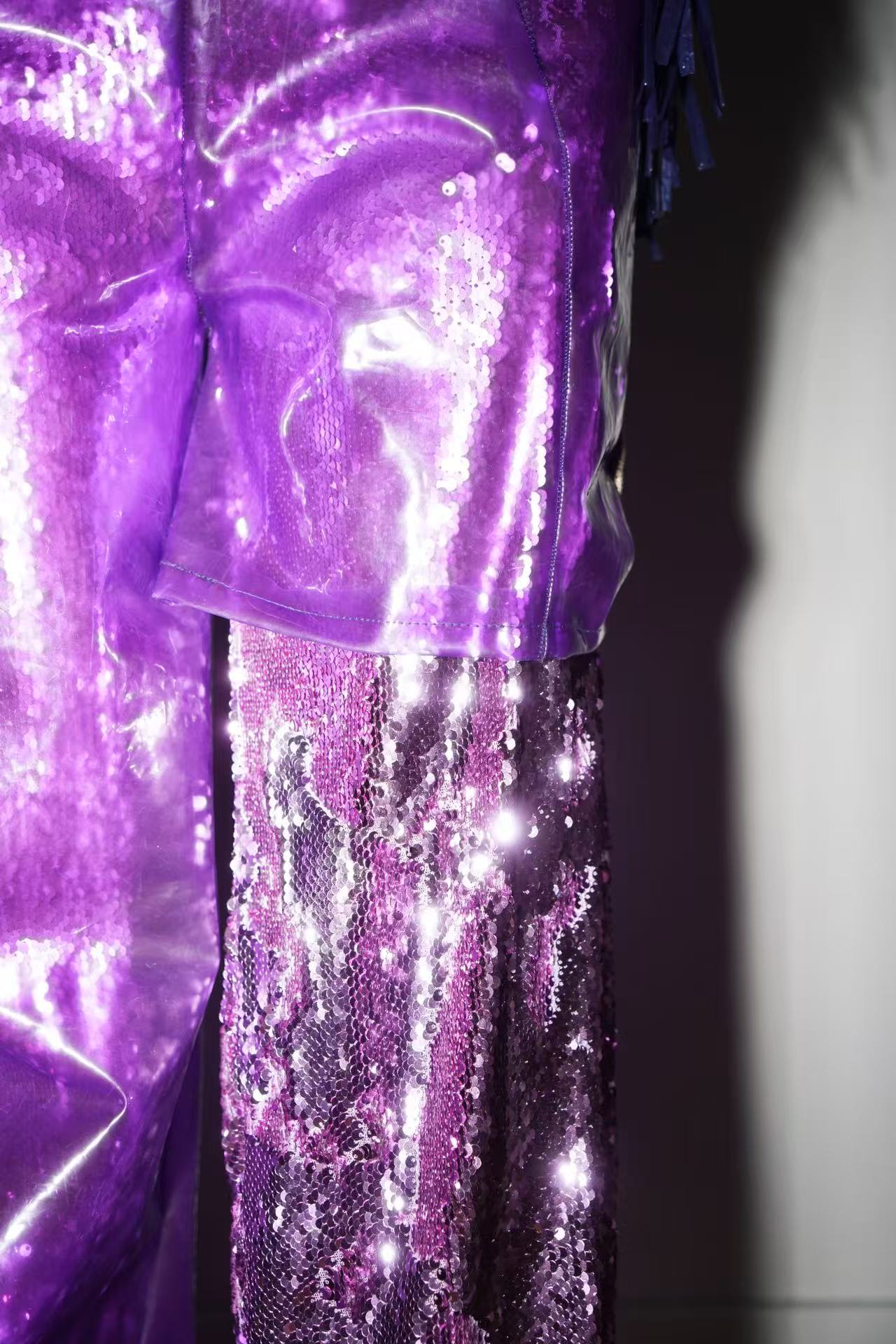 YAONOVA Iridescent Sequin PVC Trousers