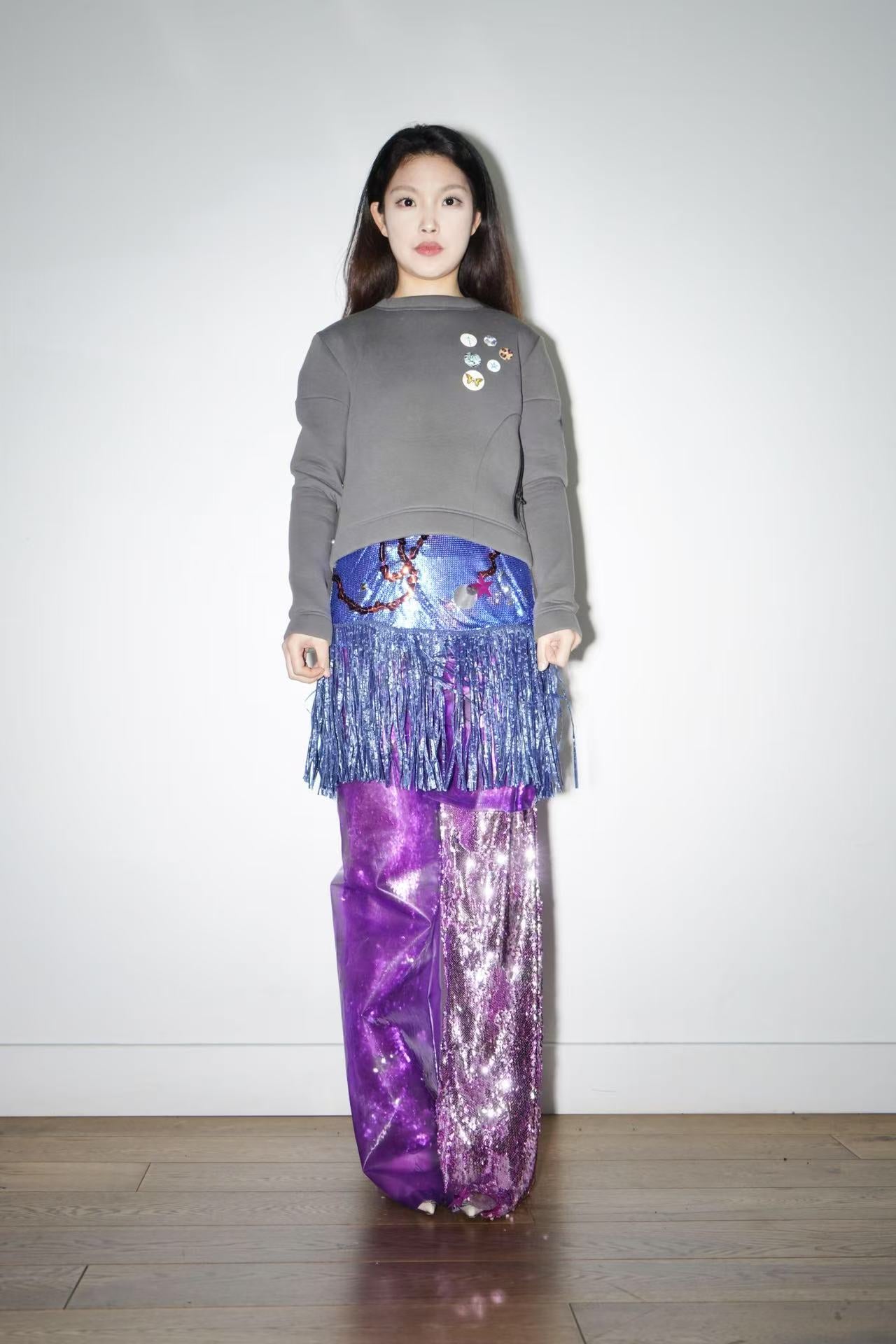 PE99Y YAN9 Grey Sculpted Space Cotton Top – METAL 金