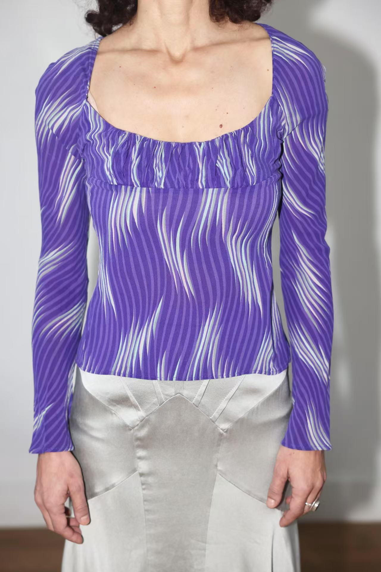 Gianni Versace Archive Chiffon Wave Top