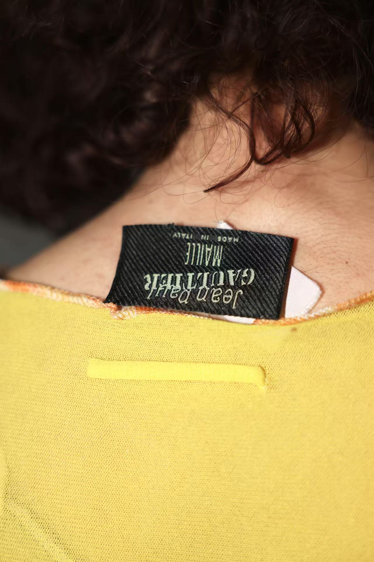 Jean Paul Gaultier Vintage Mesh Portrait Top with Chinese Characters