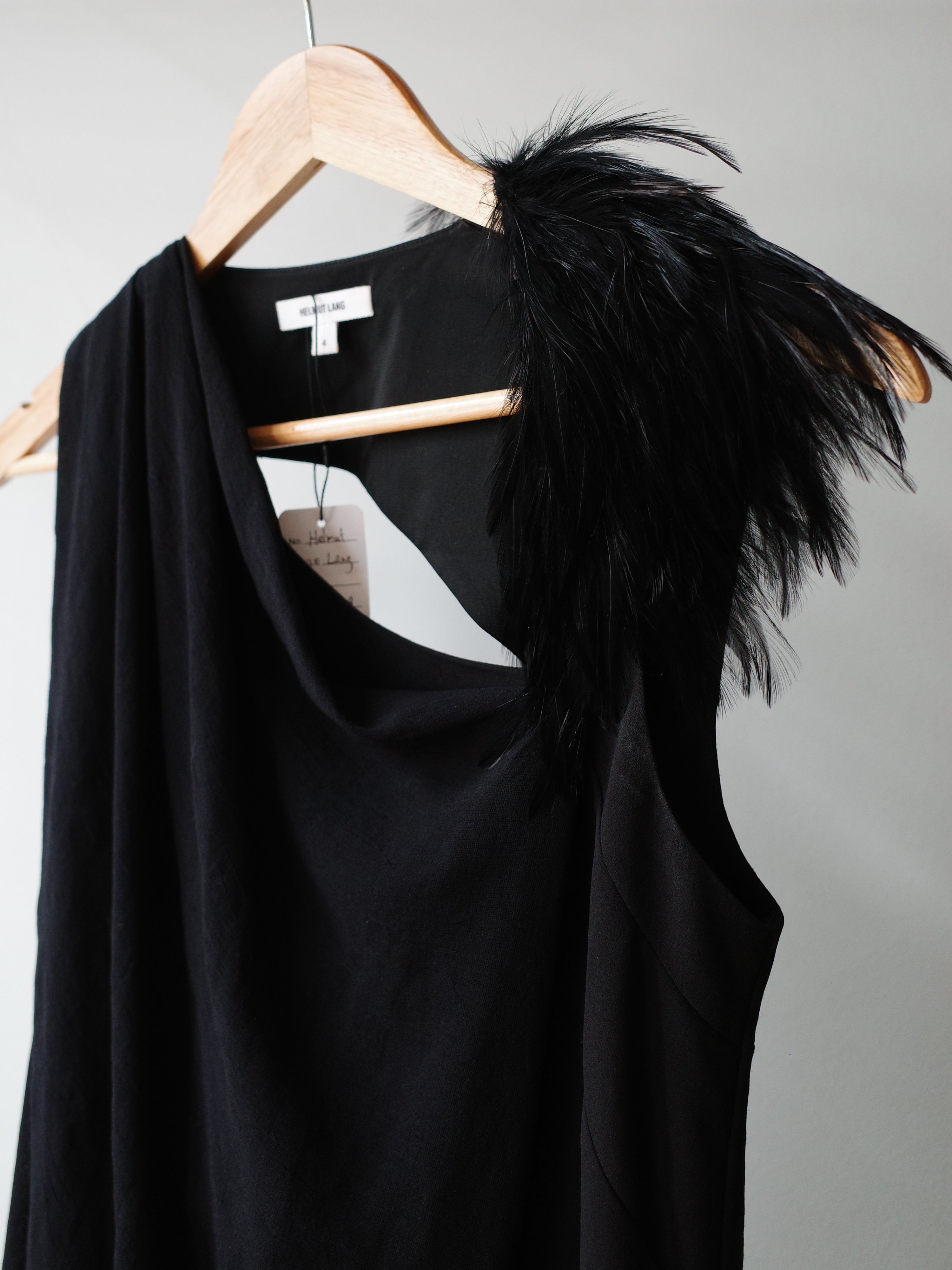 Helmut Lang Asymmetric Feather Dress