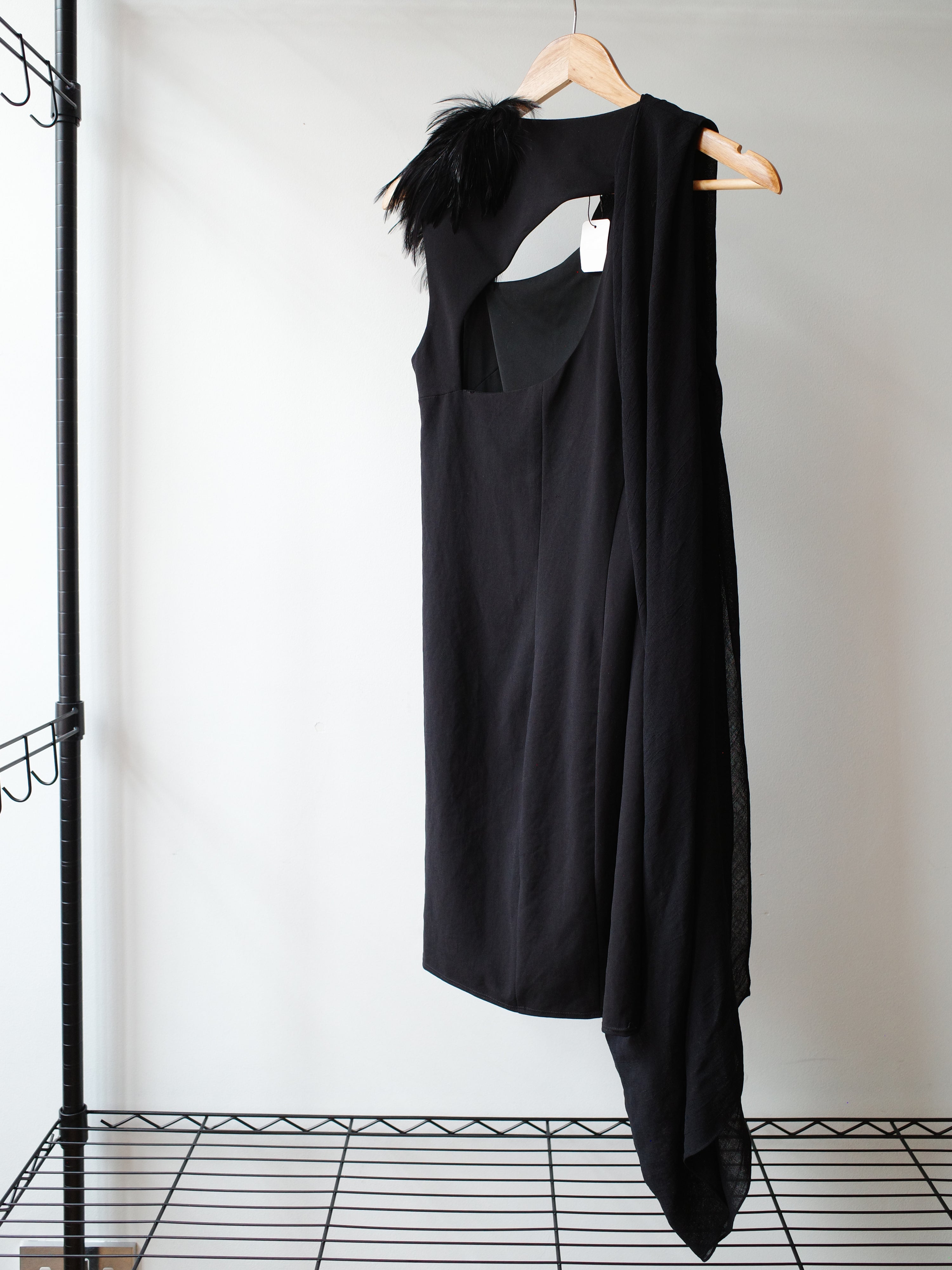 Helmut Lang Asymmetric Feather Dress
