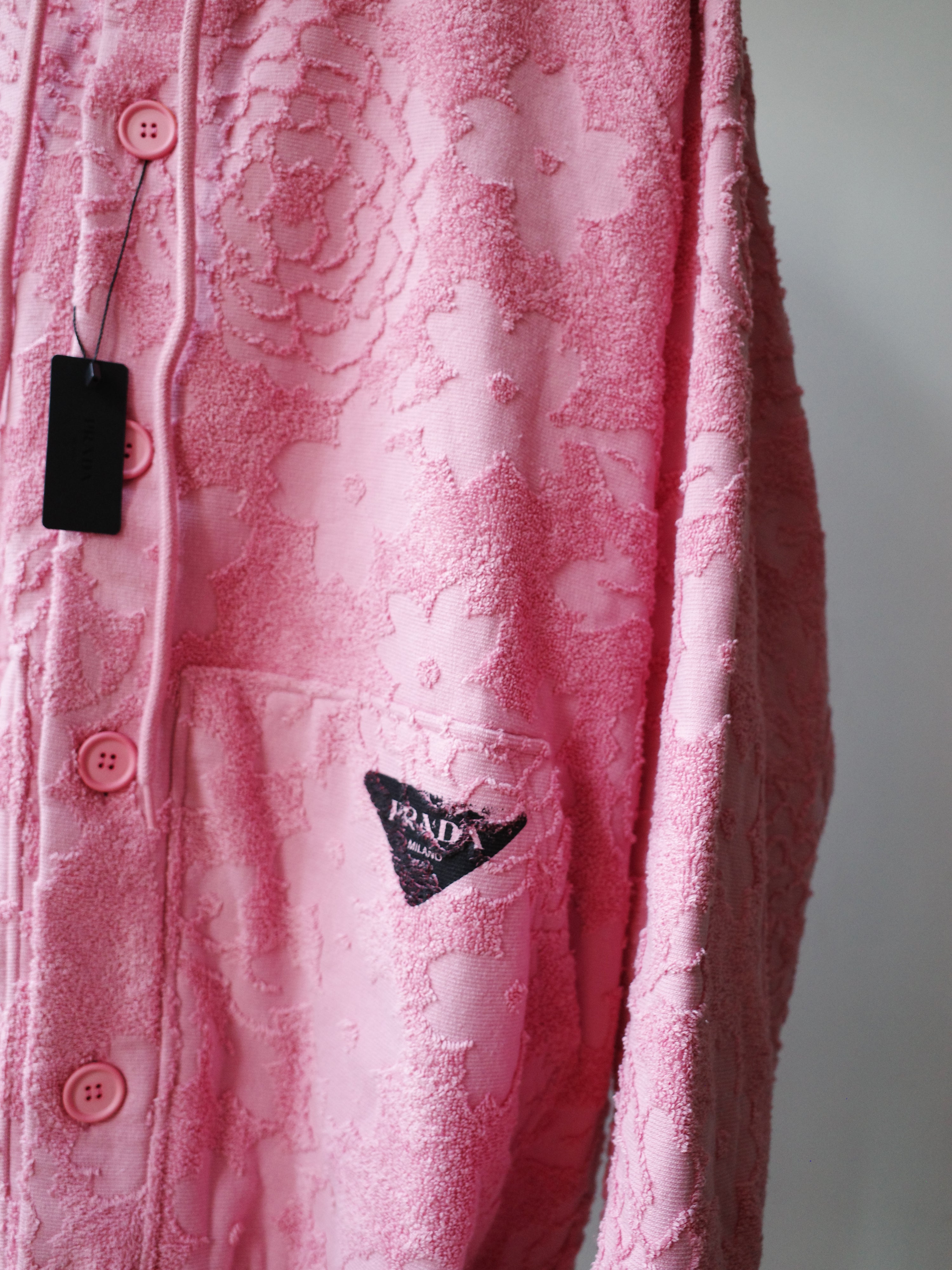 Prada Sculpted Floral Terry Hoodie Jacket