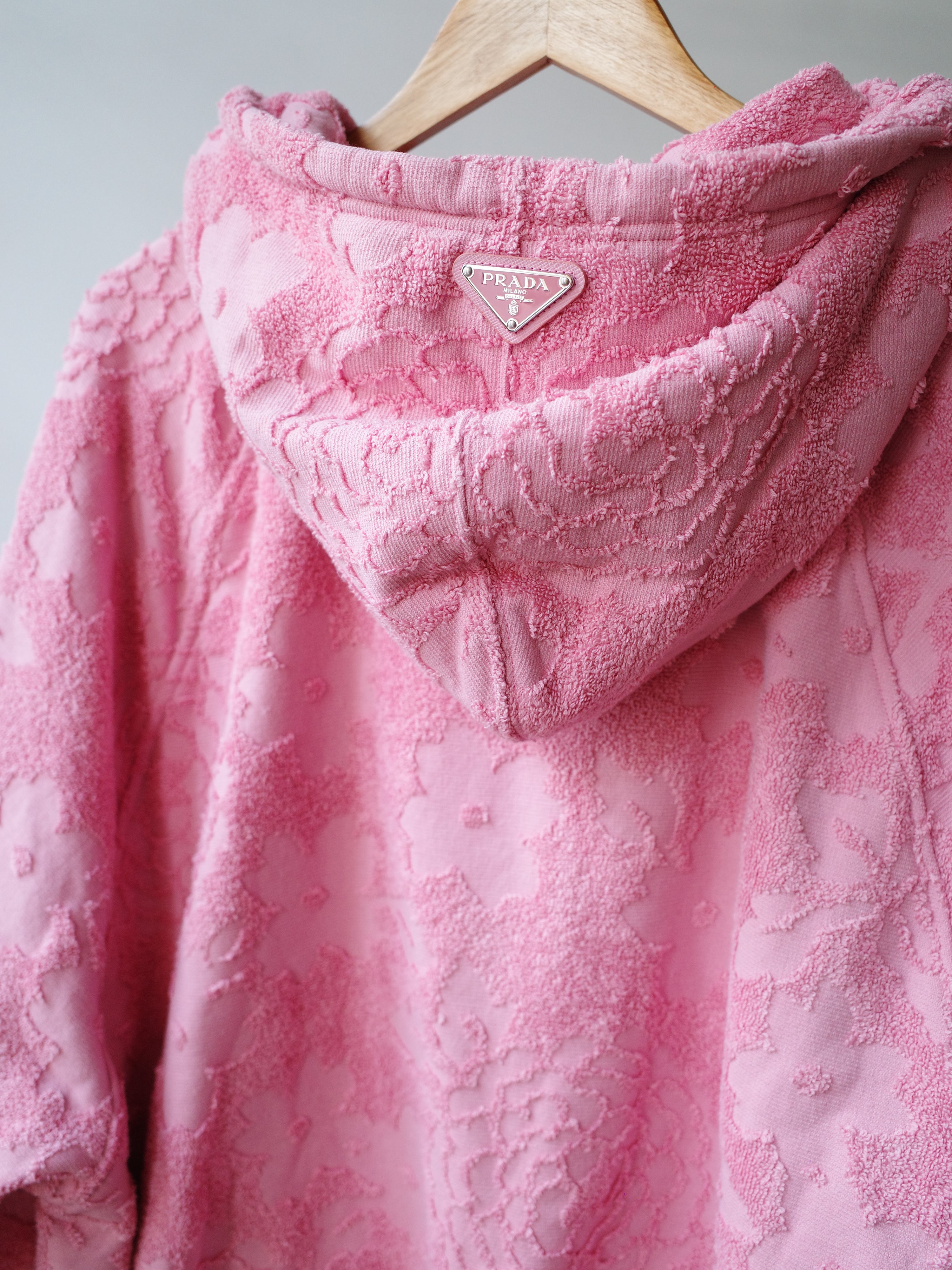 Prada Sculpted Floral Terry Hoodie Jacket