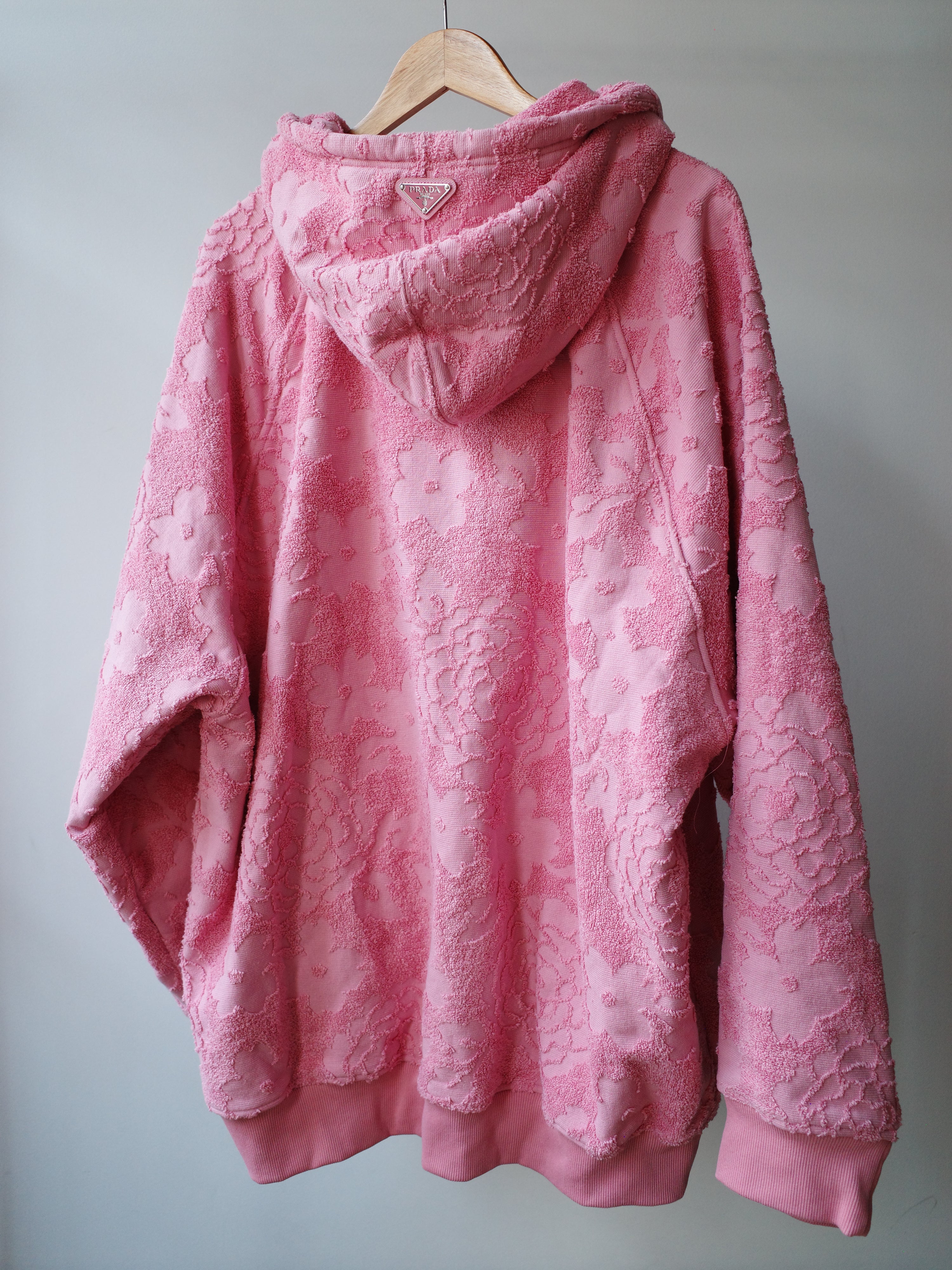Prada Sculpted Floral Terry Hoodie Jacket