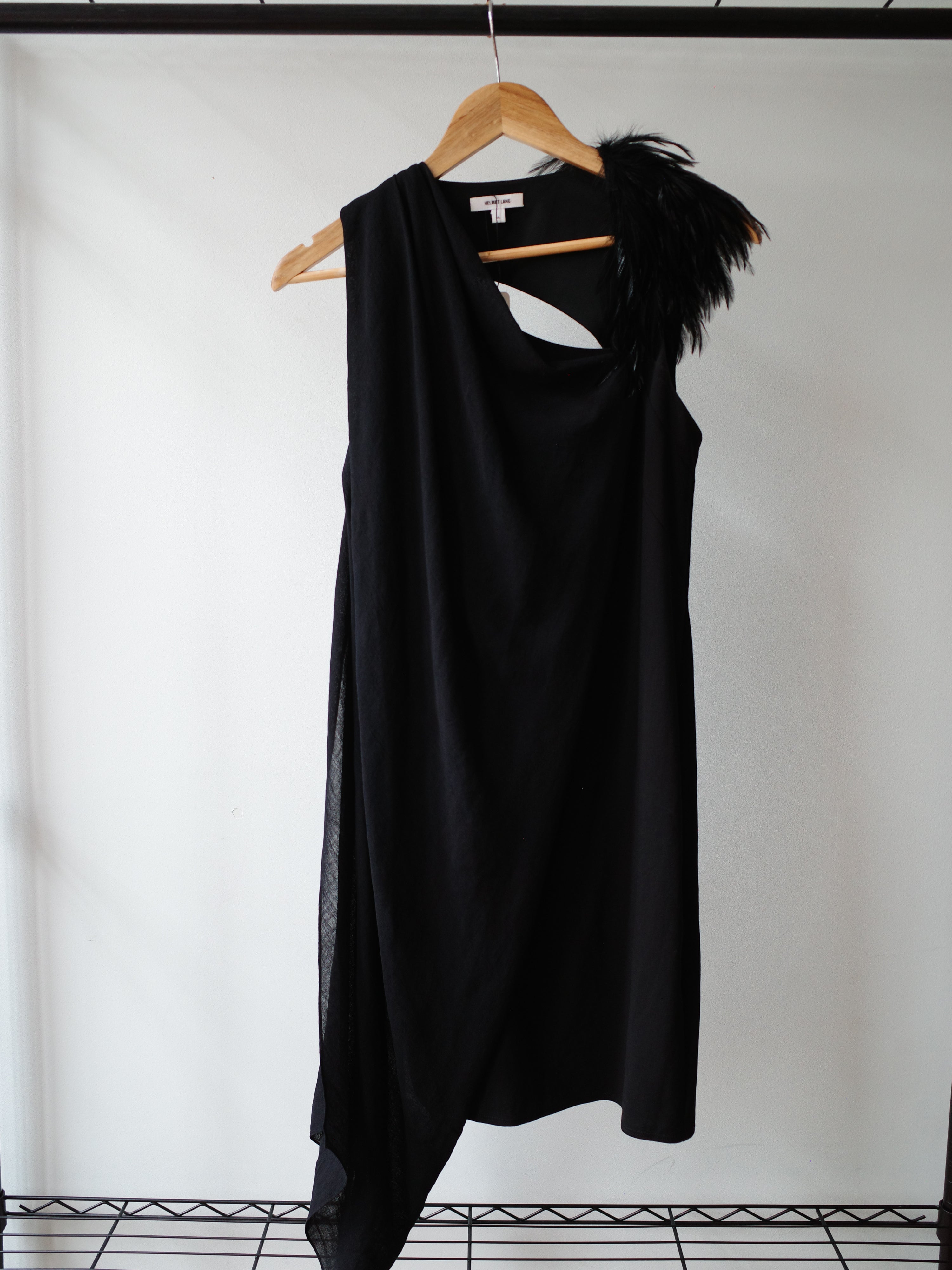 Helmut Lang Asymmetric Feather Dress