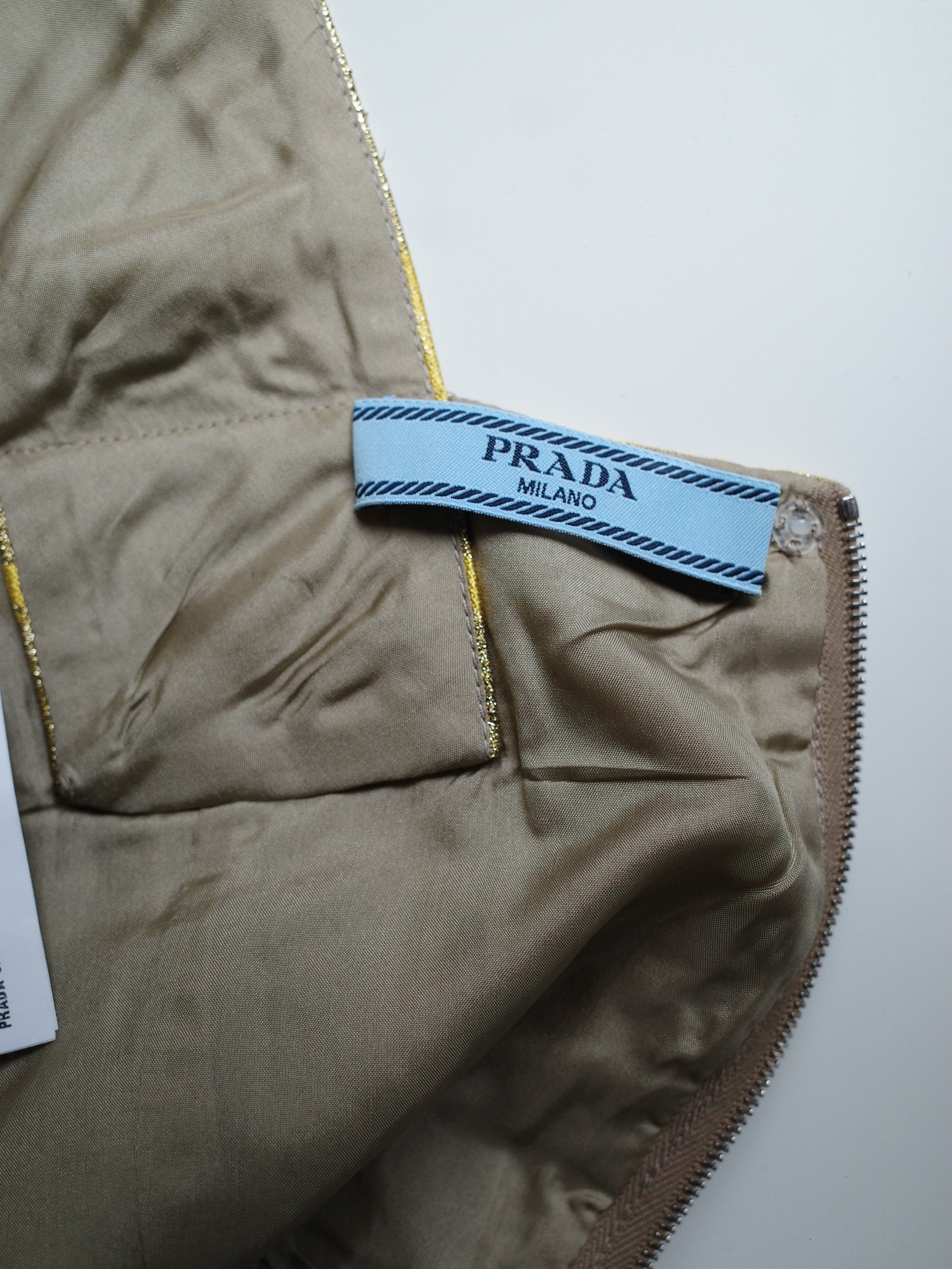 Prada Gold Brocade Sculptural Dress