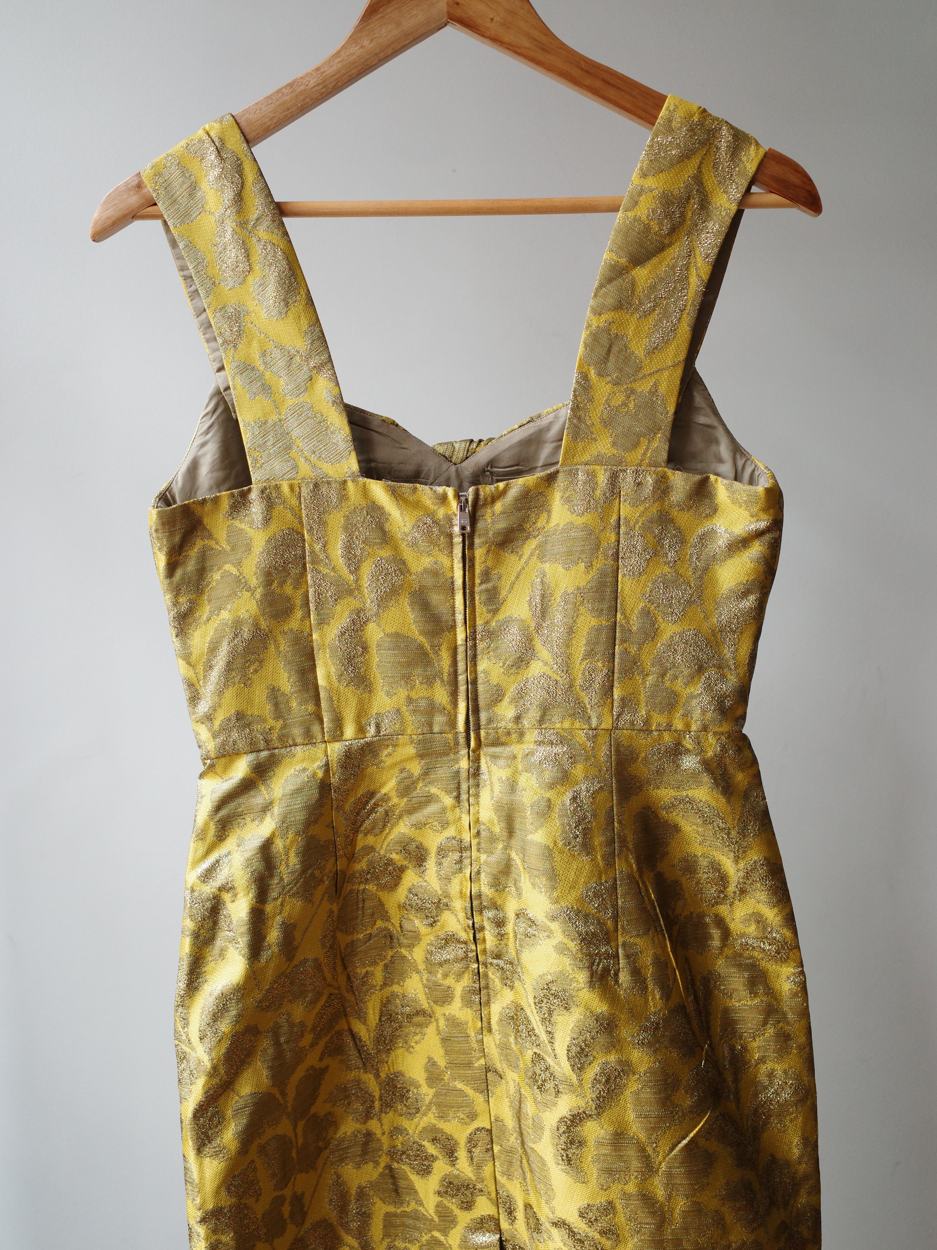 Prada Gold Brocade Sculptural Dress