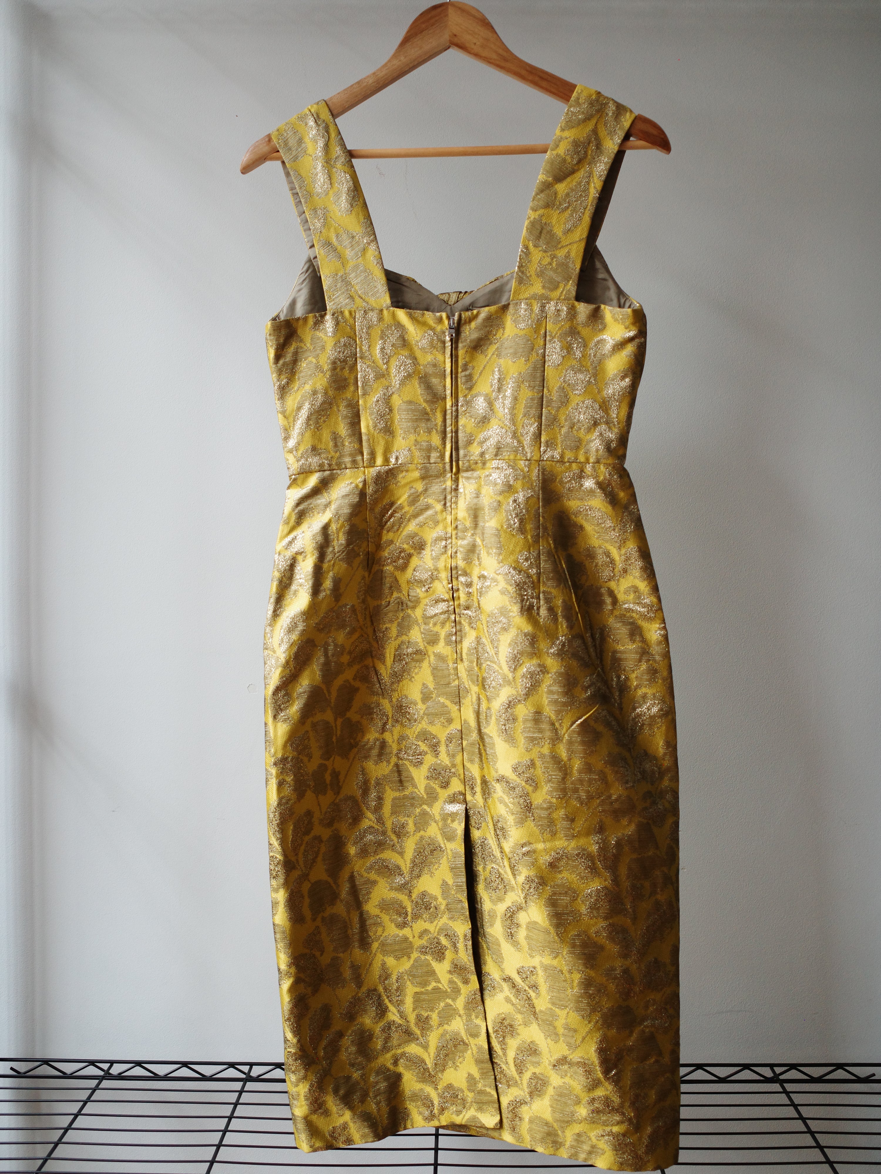Prada Gold Brocade Sculptural Dress