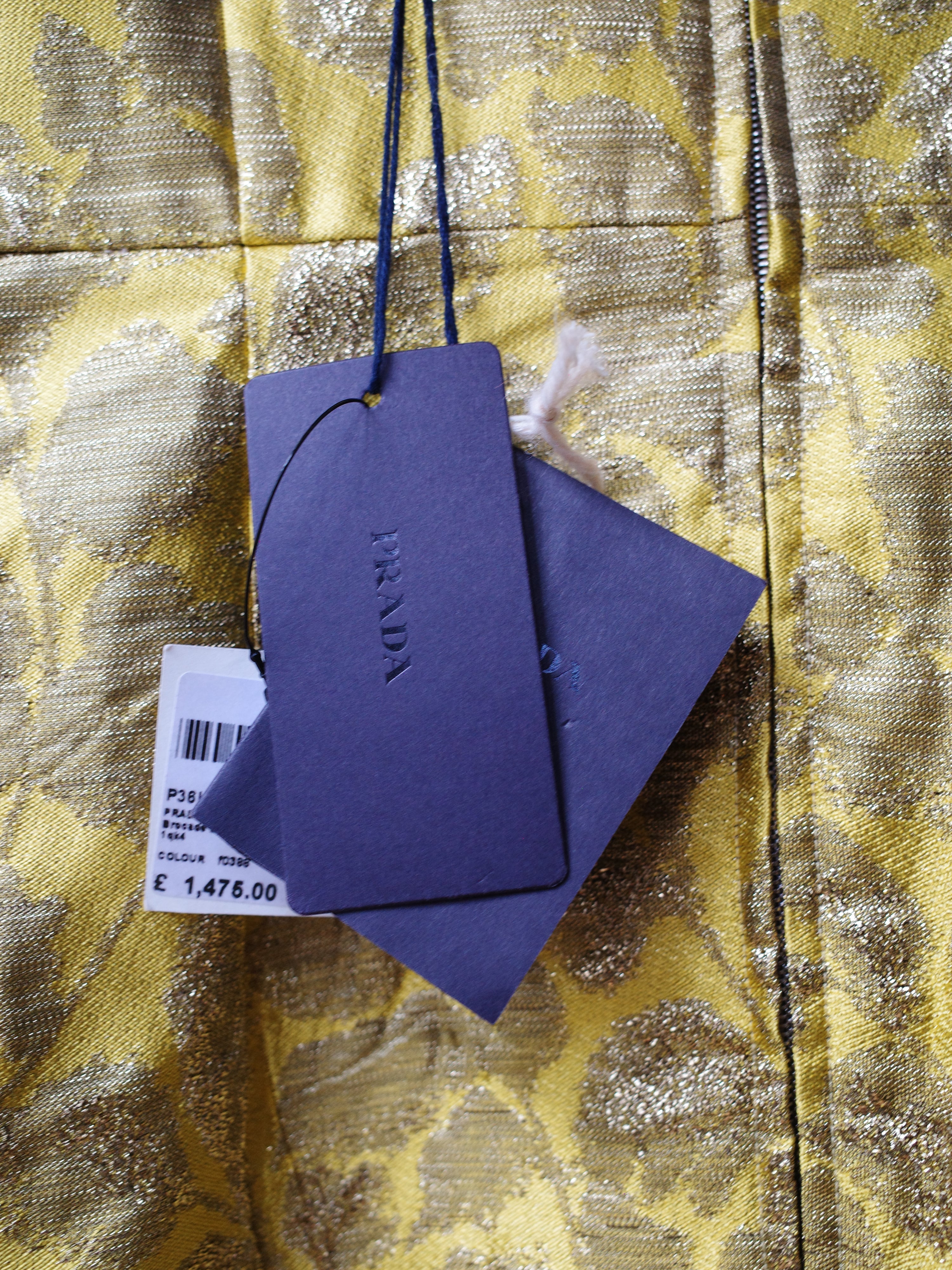 Prada Gold Brocade Sculptural Dress