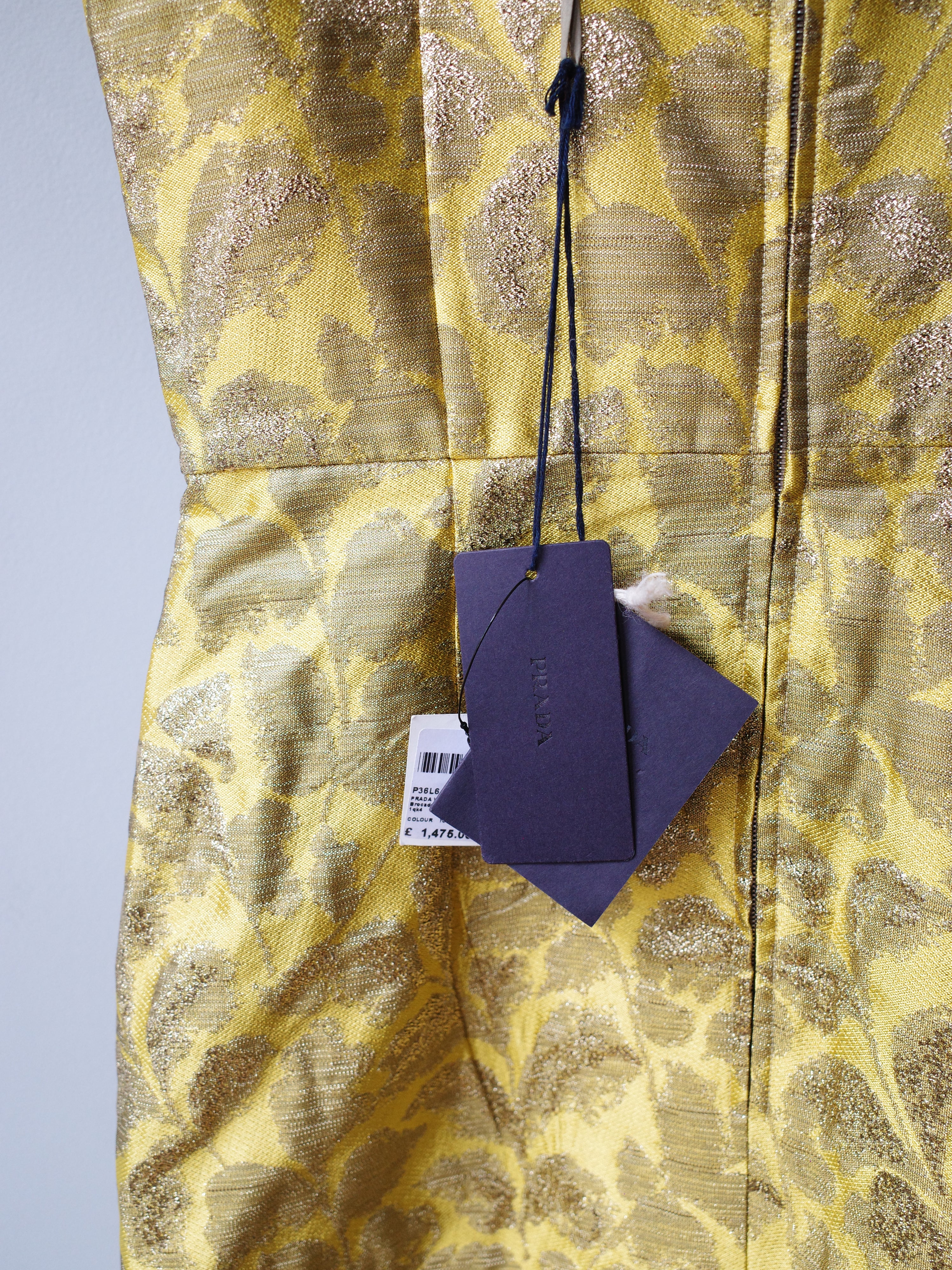 Prada Gold Brocade Sculptural Dress