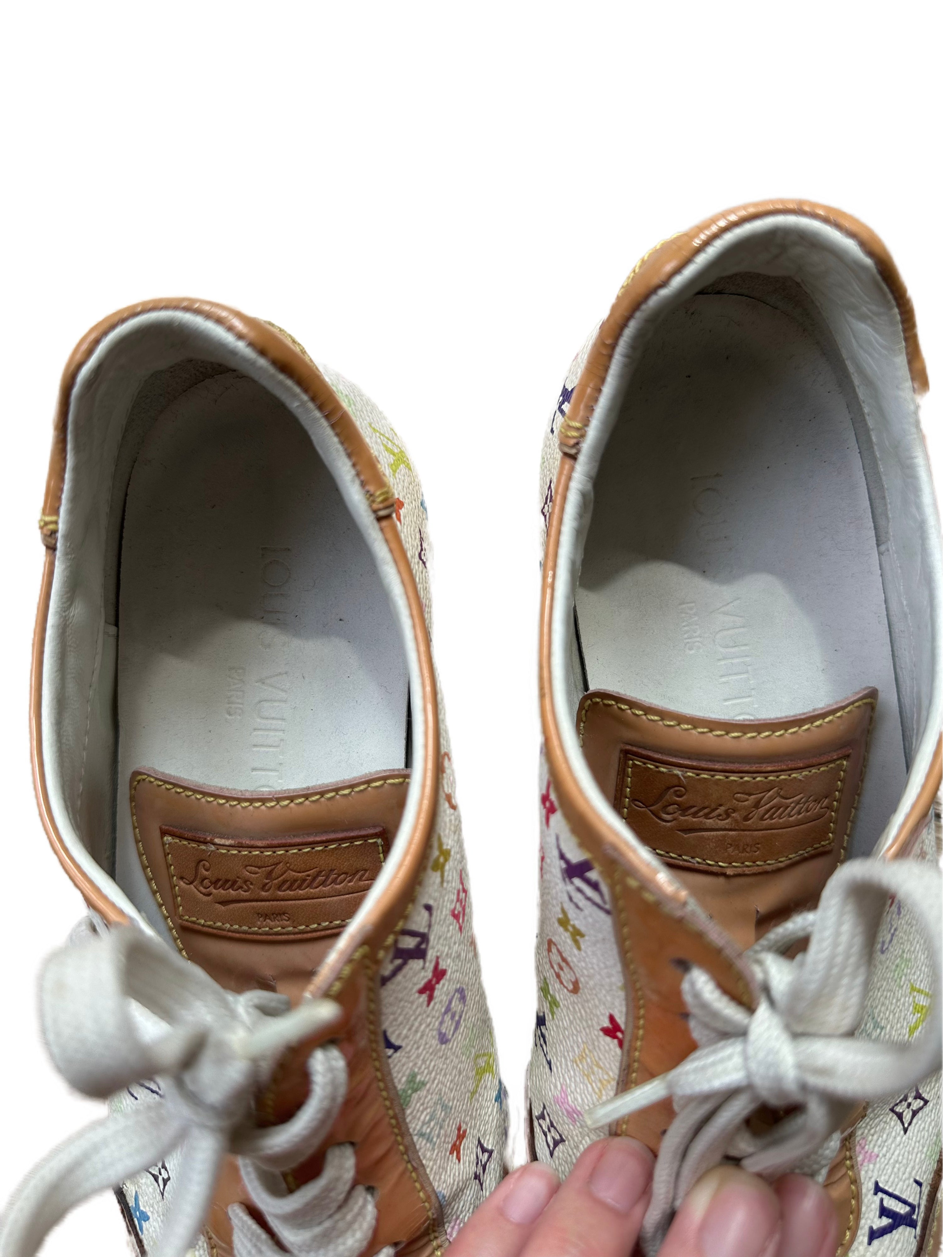 Louis Vuitton Monogram Multicolor Canvas & Patent Leather Lace-Up Sneakers (Y2K Takashi Murakami Era)