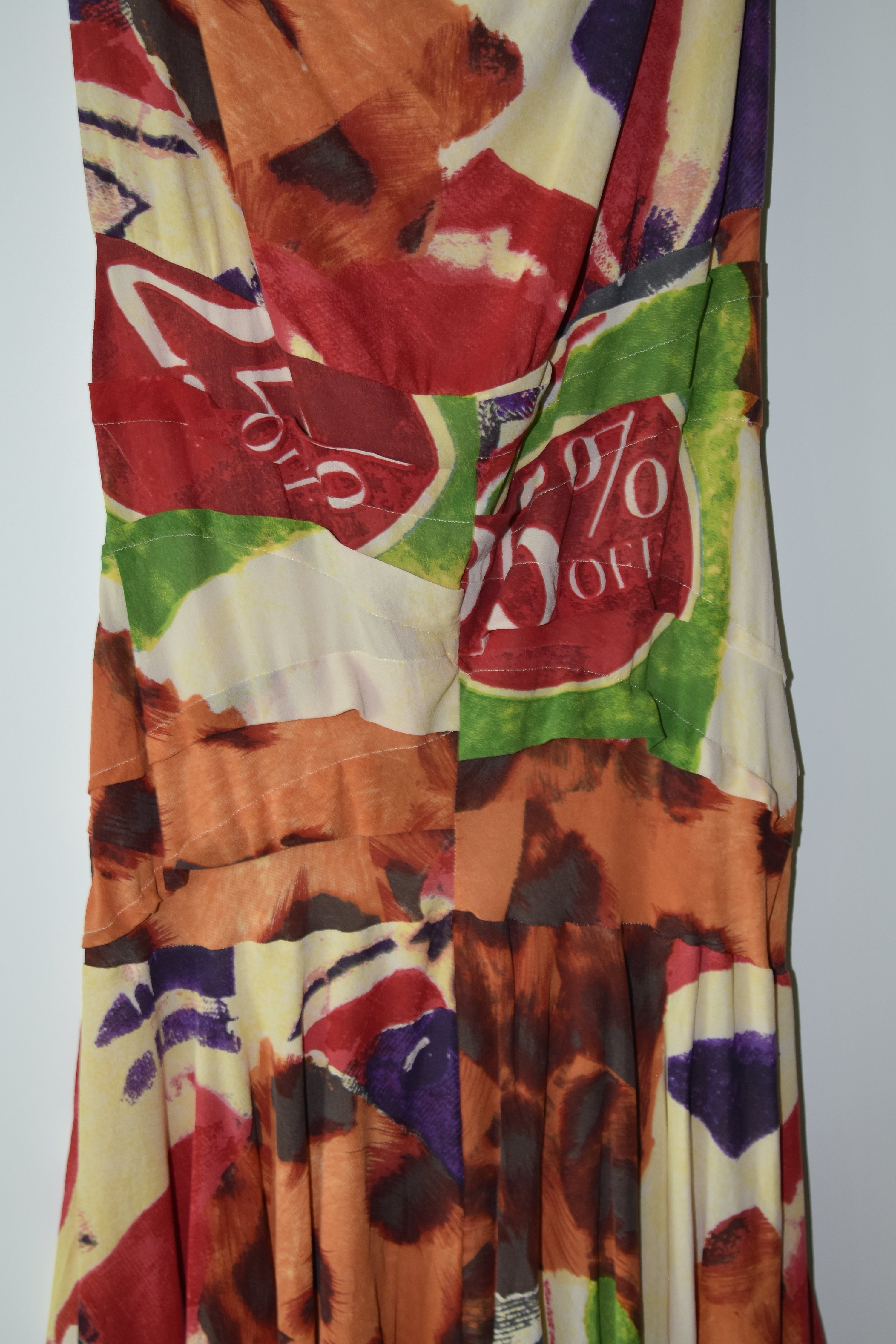 Christian Dior SS2003 “70% OFF” Abstract Print Bias-Cut Dress