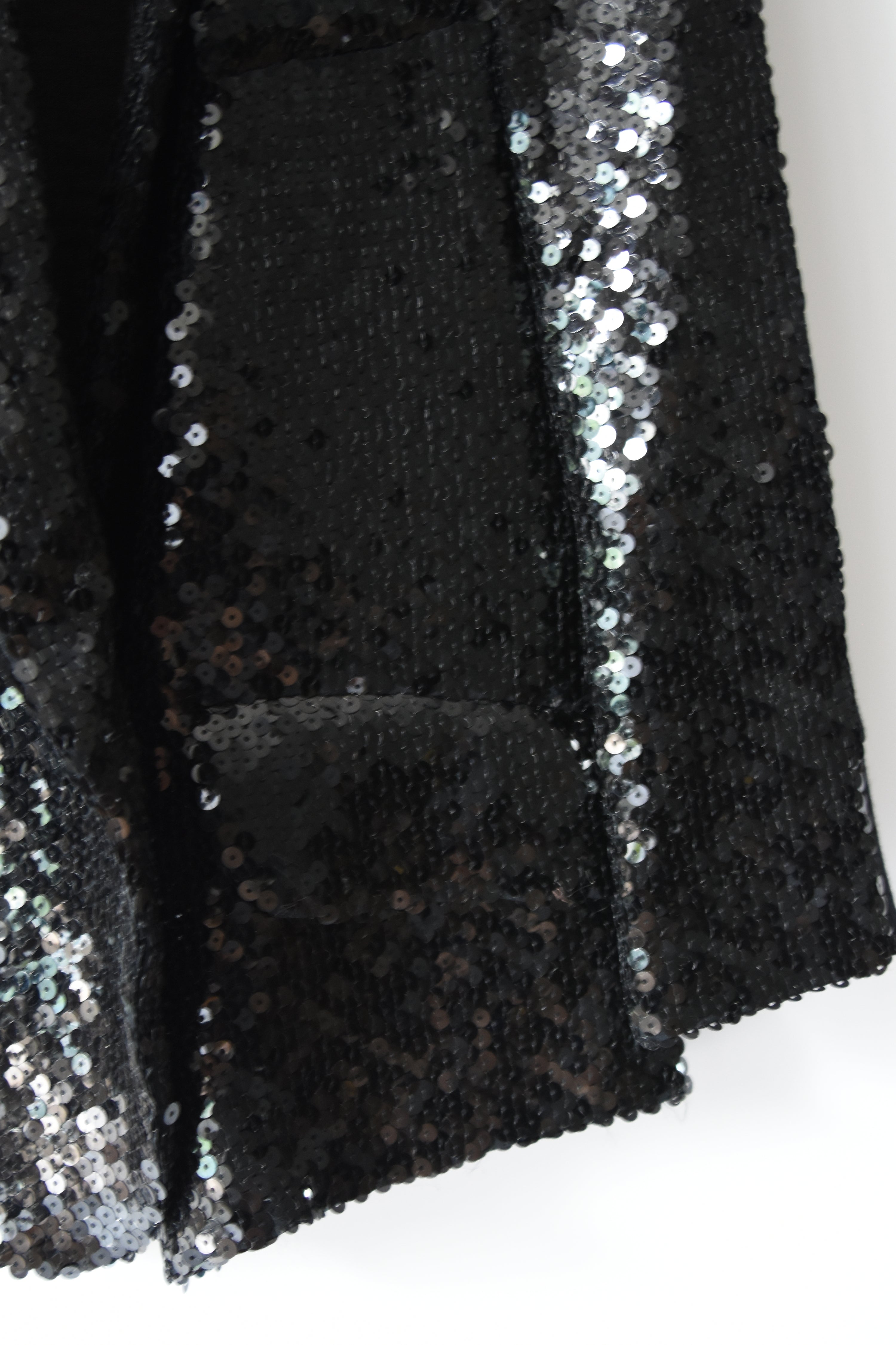 Yves Saint Laurent S/S 2005 Black Sequin Shawl Lapel Jacket (Archival Runway Glam)