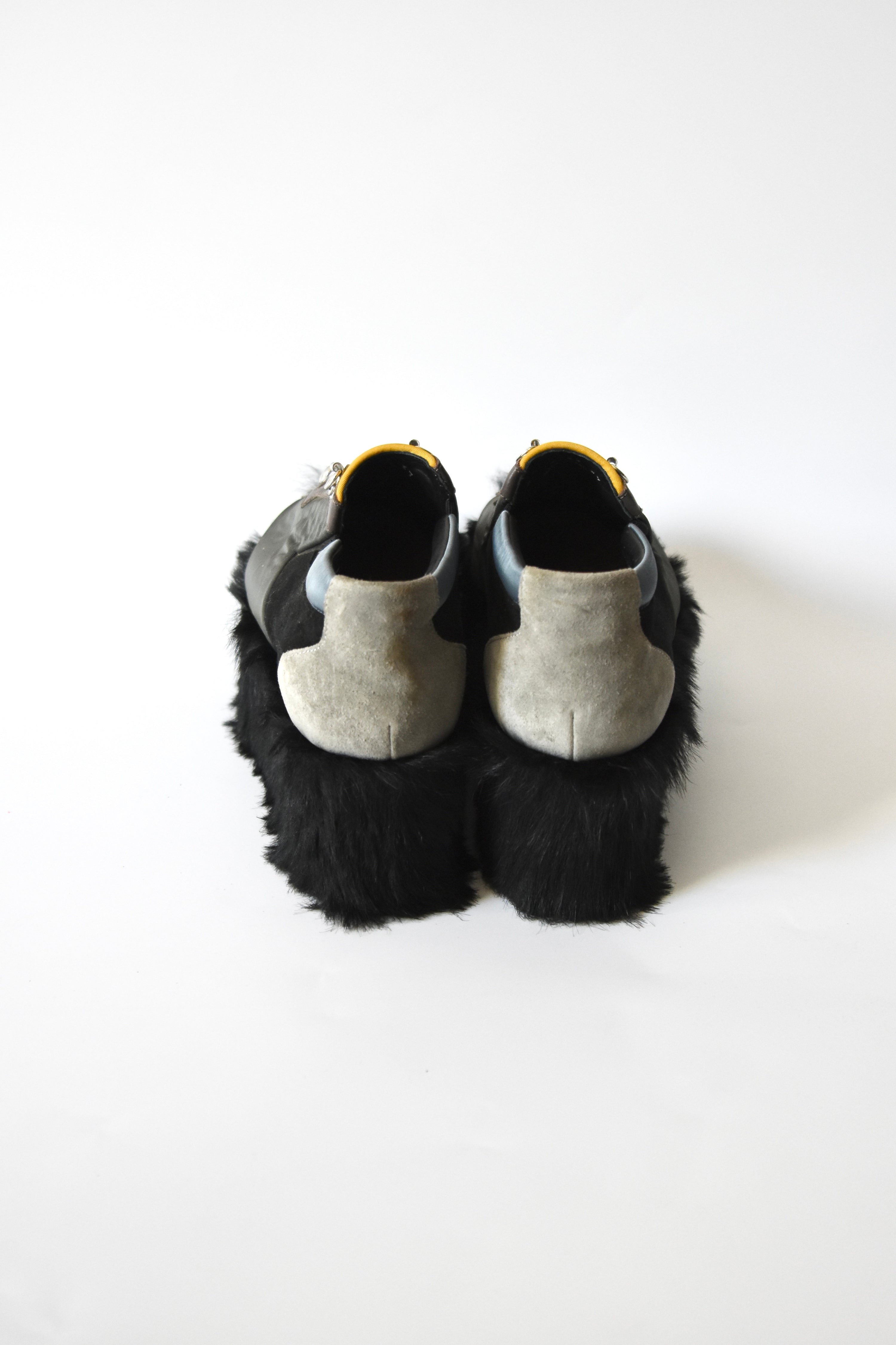 Fendi Multi-Panel Faux Fur Platform Sneakers (Purple-Yellow Mountaineer Hybrid in Faux Hair Sole)