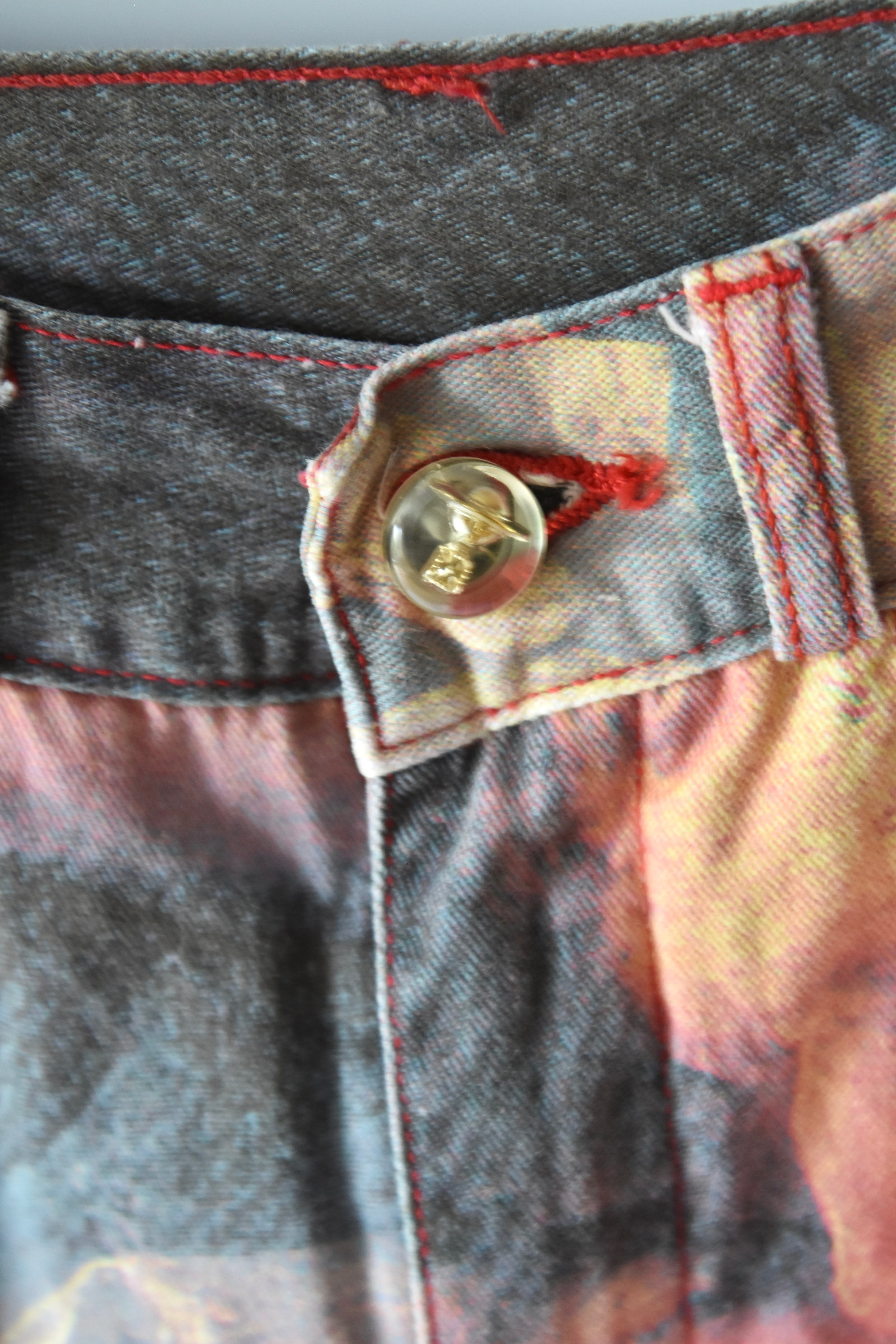 Vivienne Westwood Renaissance Printed Flared Jeans (Erotic Classicism in Painterly Distortion)