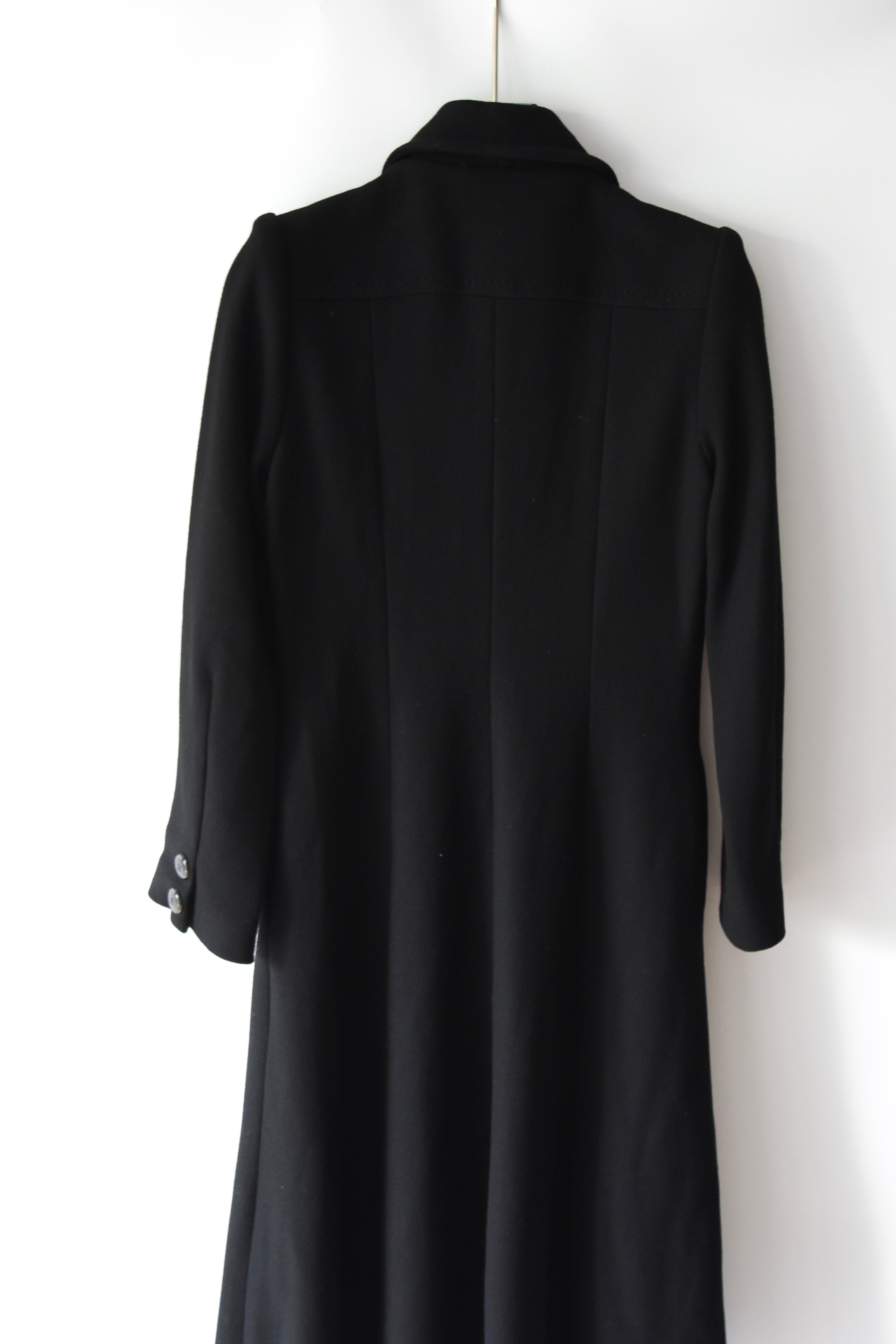 Gianni Versace Couture Vintage Black Wool Coat with Structured Collar & Full Button Front (Rare 90s Archive Piece)