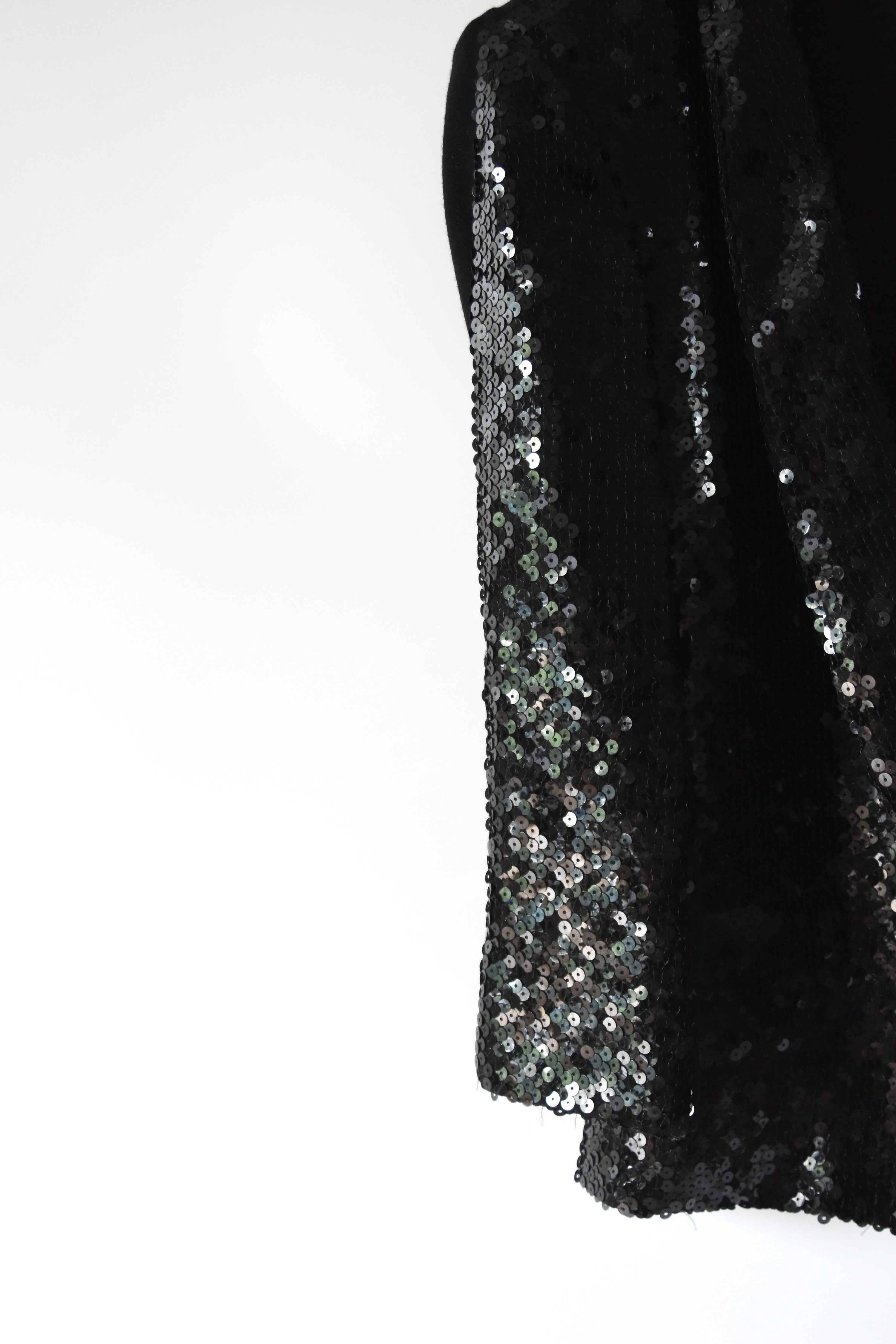 Yves Saint Laurent S/S 2005 Black Sequin Shawl Lapel Jacket (Archival Runway Glam)