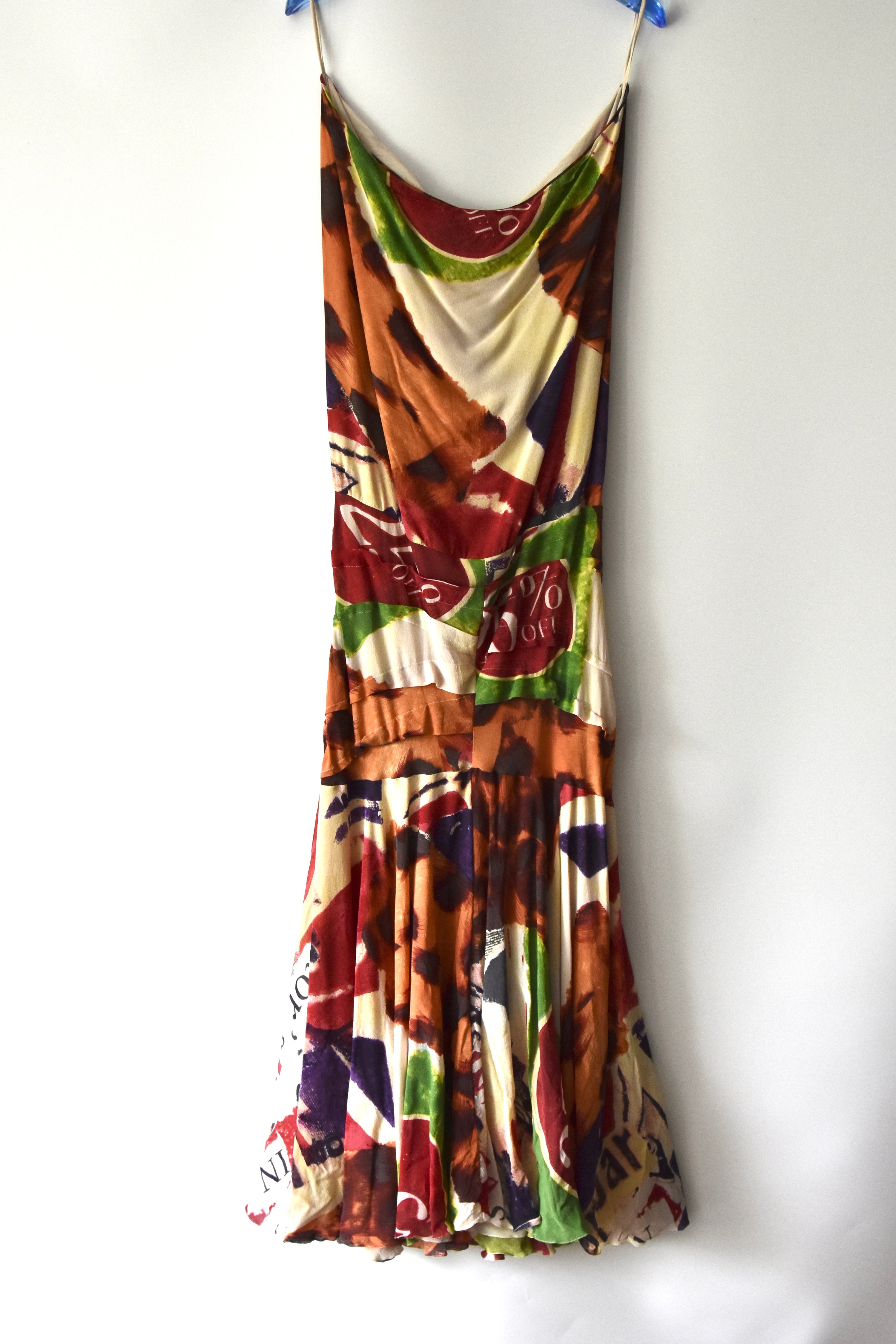 Christian Dior SS2003 “70% OFF” Abstract Print Bias-Cut Dress