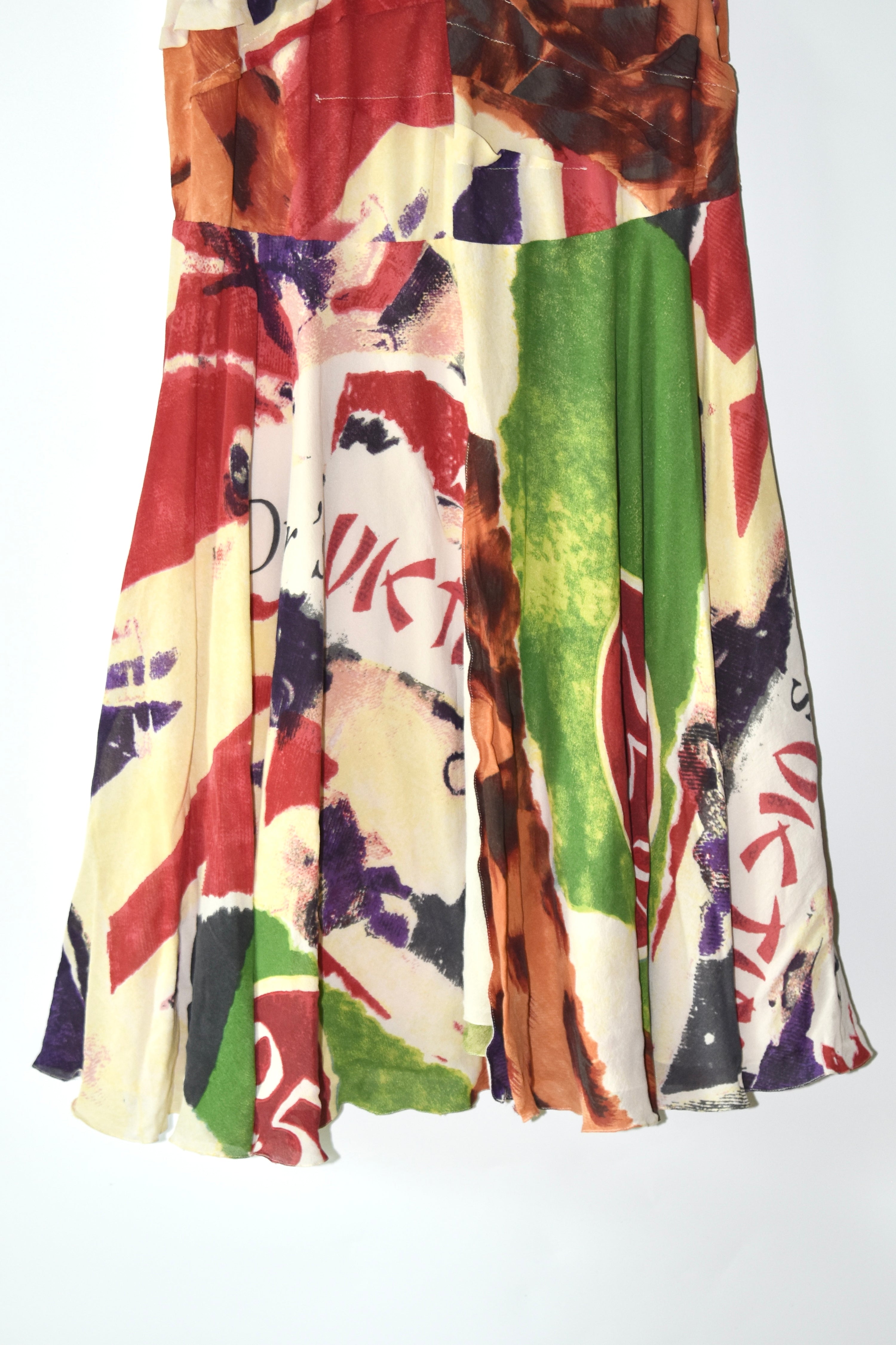 Christian Dior SS2003 “70% OFF” Abstract Print Bias-Cut Dress