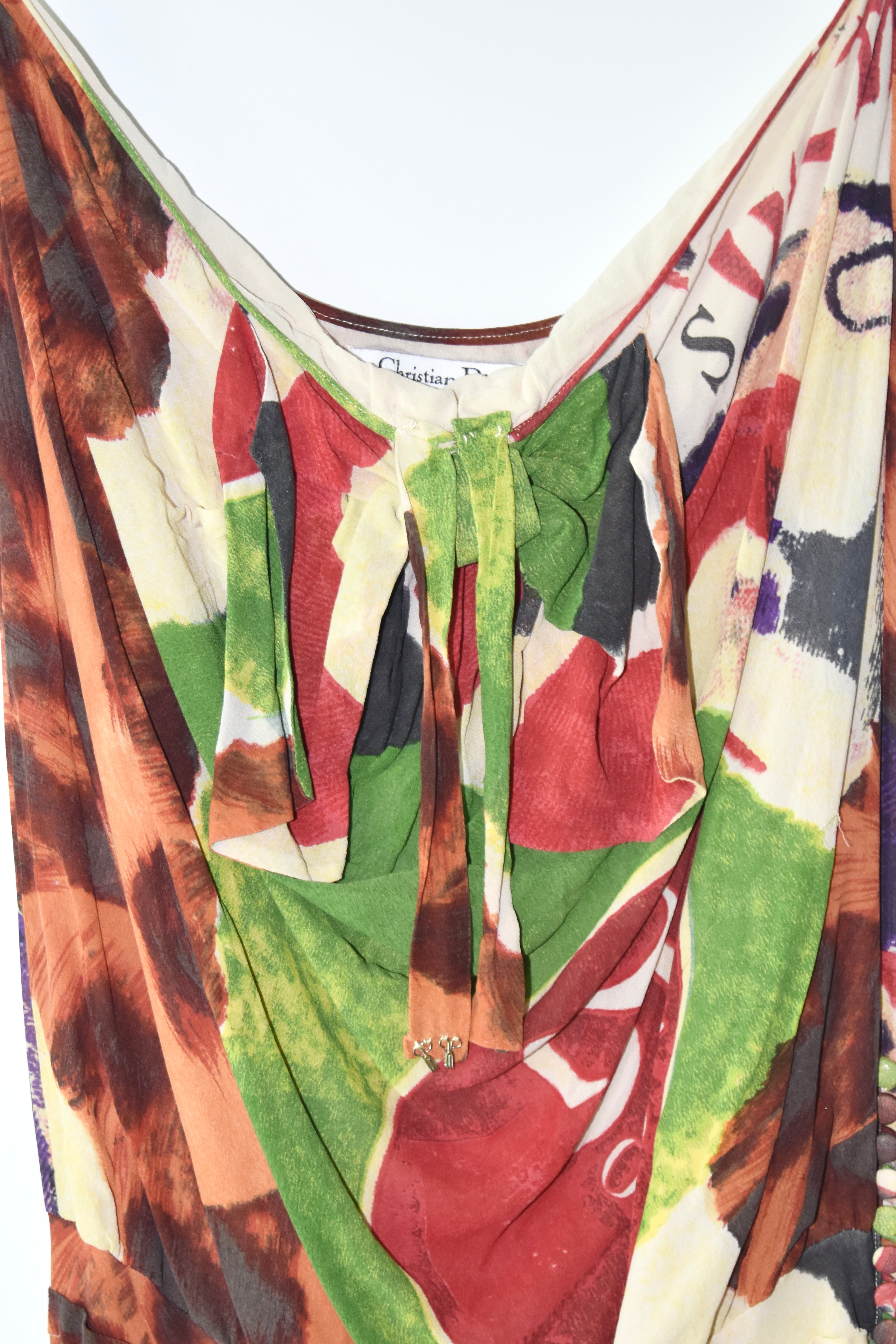 Christian Dior SS2003 “70% OFF” Abstract Print Bias-Cut Dress