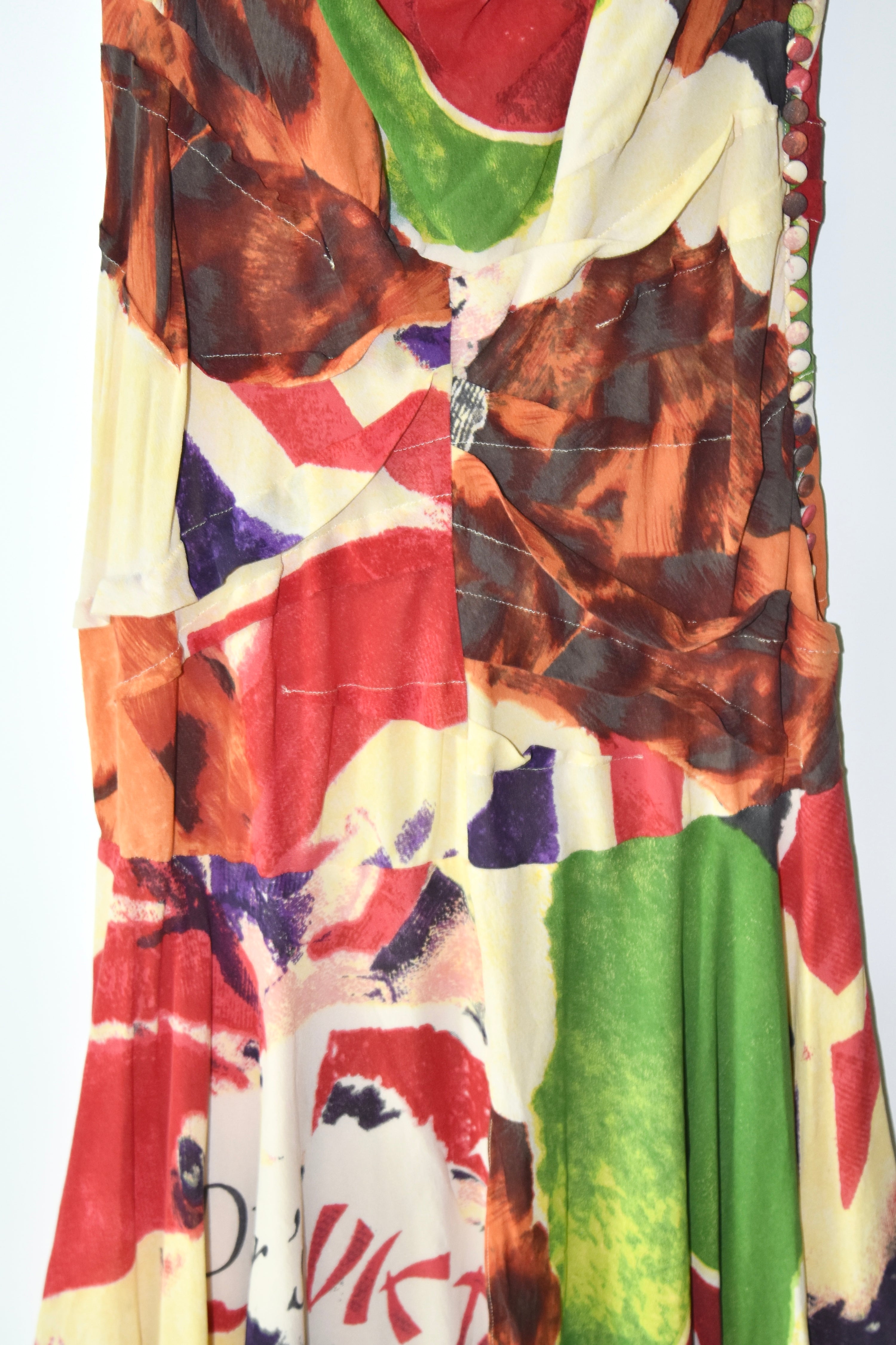 Christian Dior SS2003 “70% OFF” Abstract Print Bias-Cut Dress