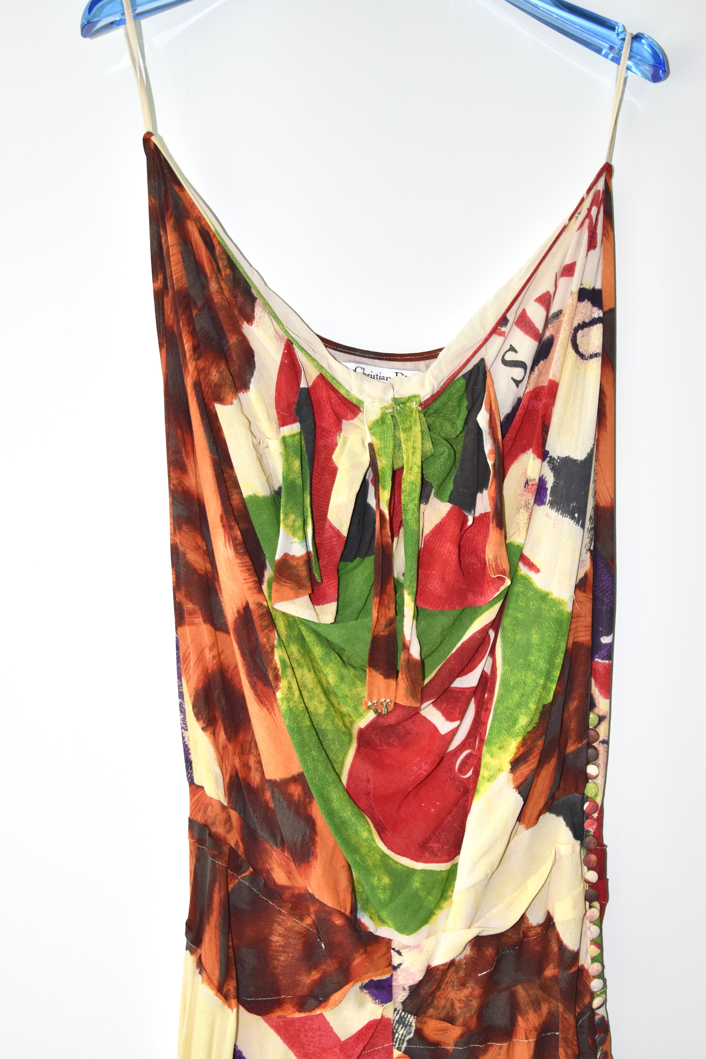 Christian Dior SS2003 “70% OFF” Abstract Print Bias-Cut Dress
