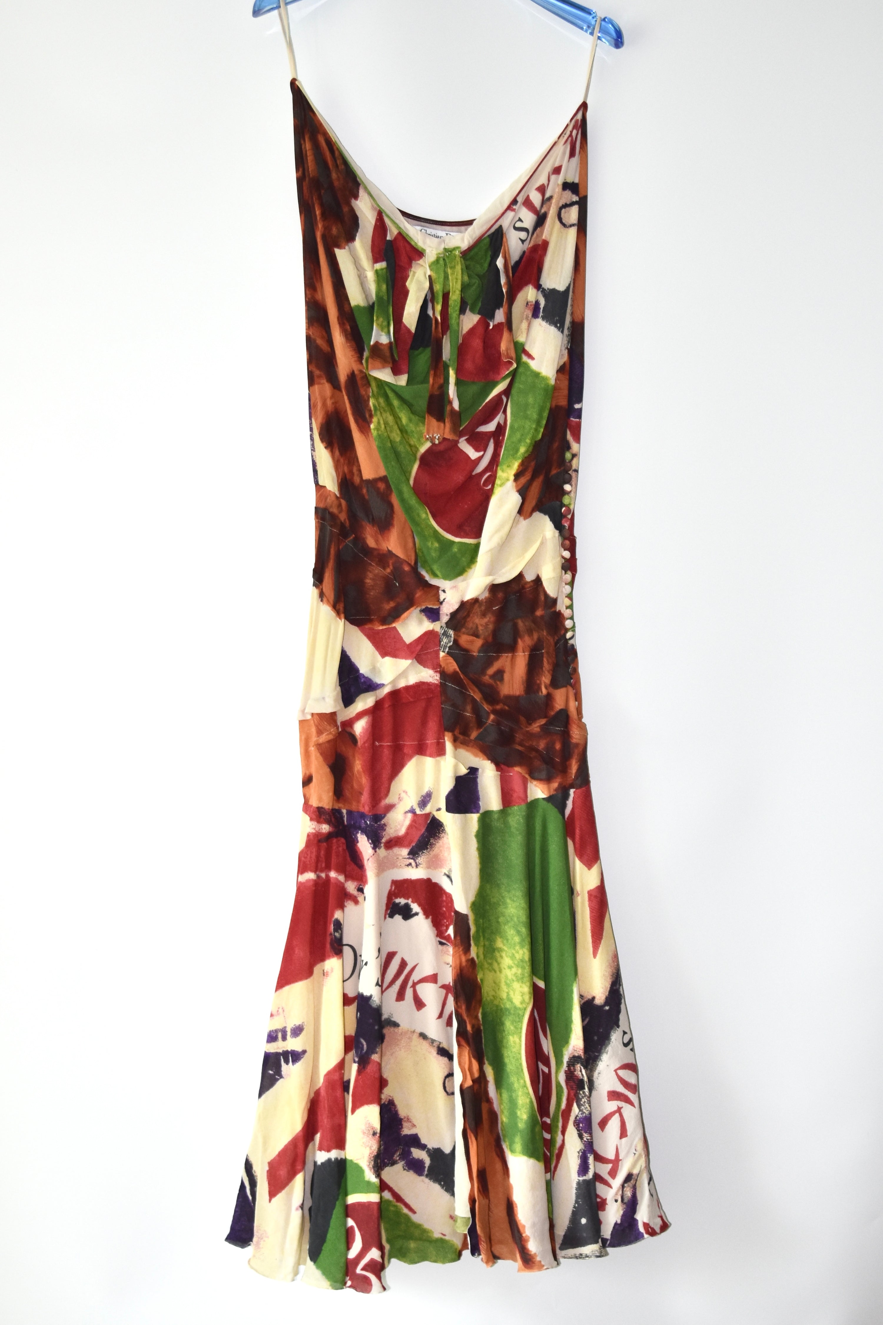 Christian Dior SS2003 “70% OFF” Abstract Print Bias-Cut Dress