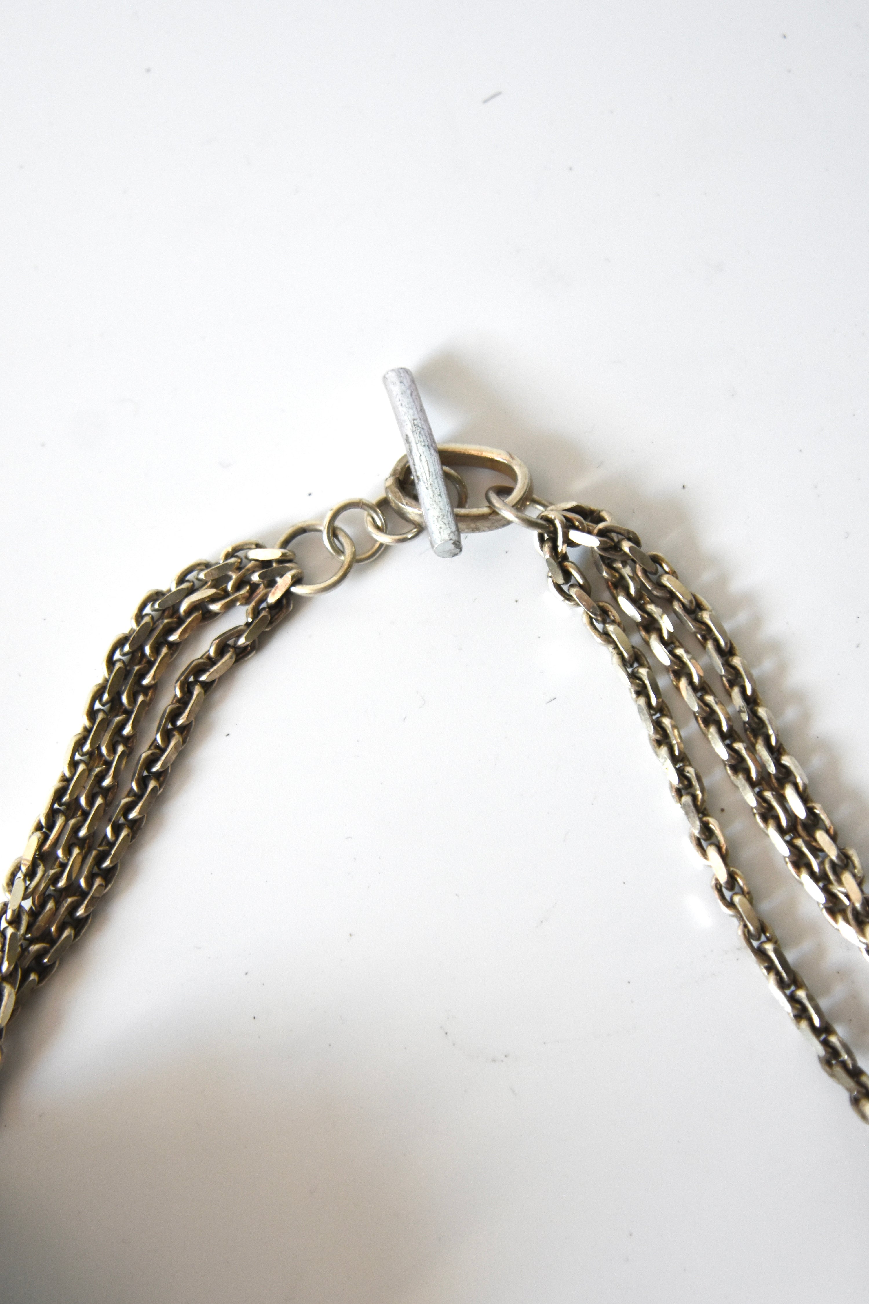 Chantal Thomass Vintage Triple Medallion Shell Necklace with Layered Chains & Dangle Drops (Rare Archive Jewelry)