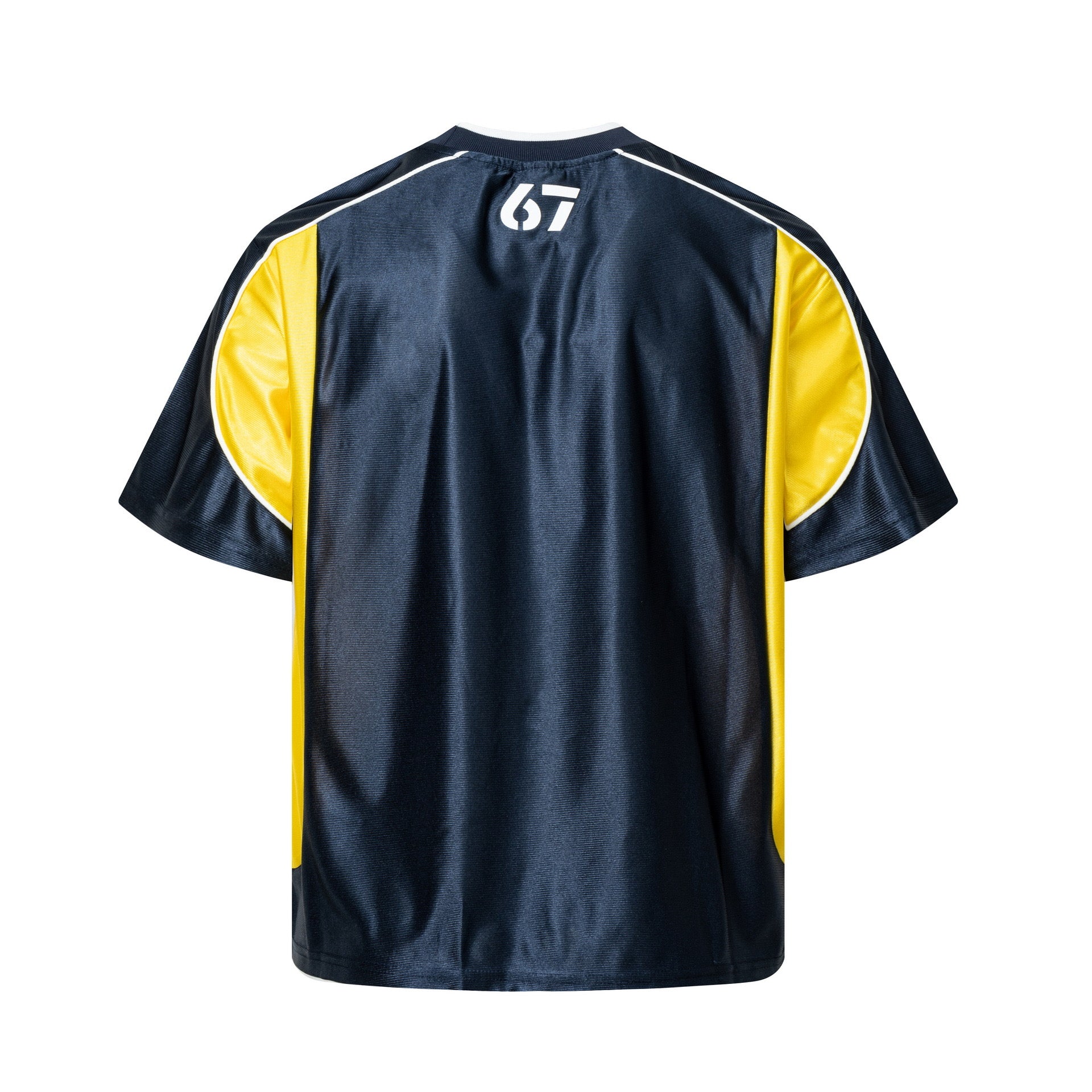 Unisex Football-Inspired Colorblock Jersey Tee (Undebro Admire Graphic – Black/Blue or Navy/Yellow)