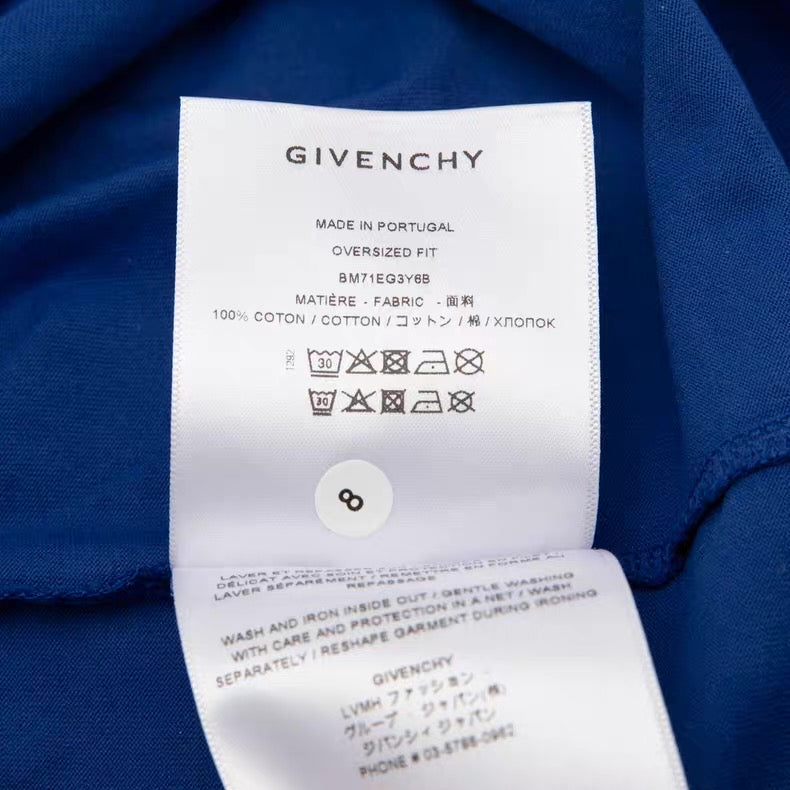 Givenchy Spray-Paint Bulldog Graphic Tee – Blue / Yellow