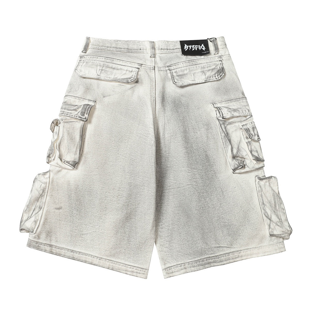 ATSF30 Distressed Multi-Pocket Cargo Shorts – Washed Grey