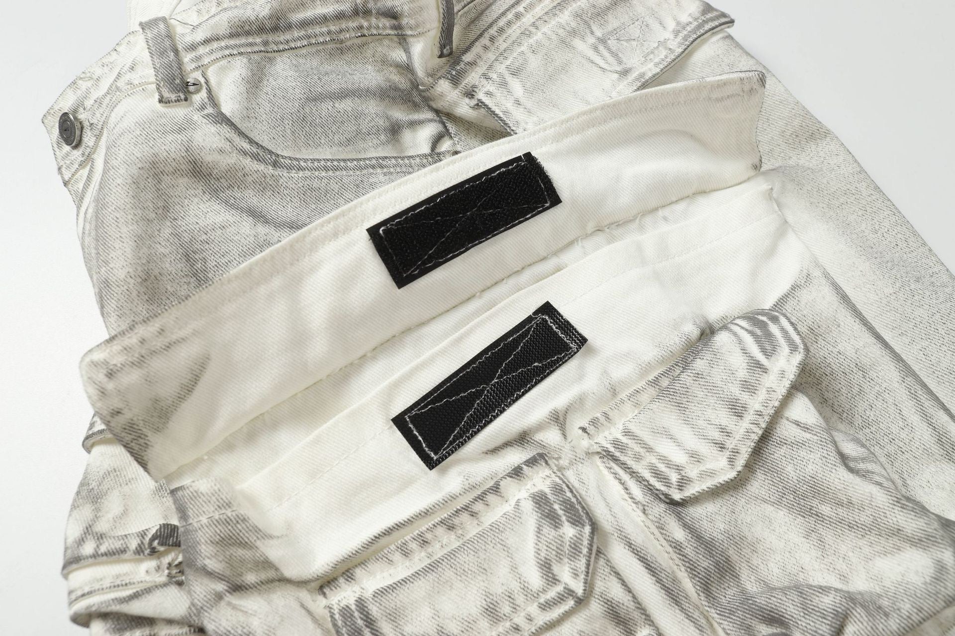 ATSF30 Distressed Multi-Pocket Cargo Shorts – Washed Grey