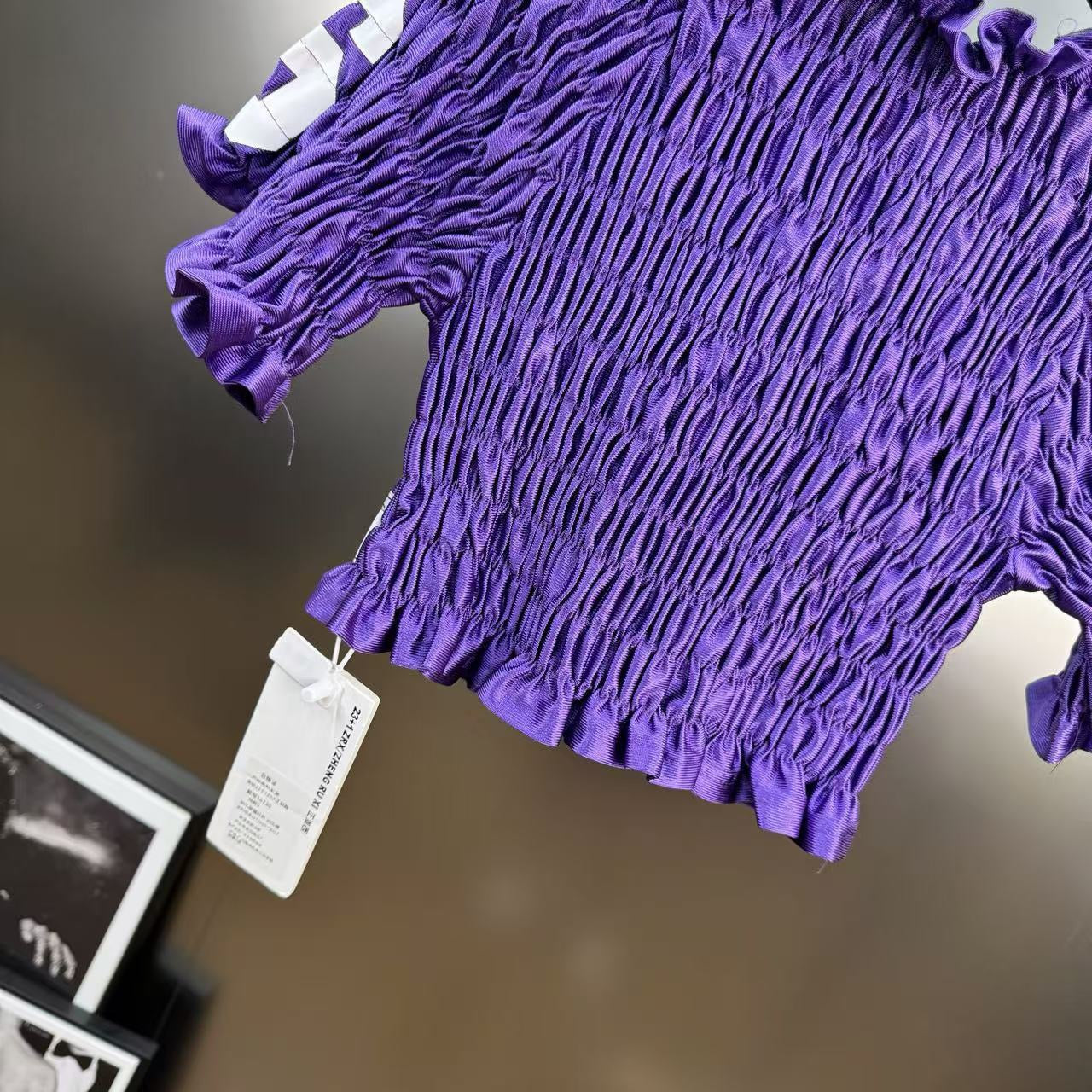 ZENGXIXI Ruched Jersey Number Crop Top – Blue / Black / Purple