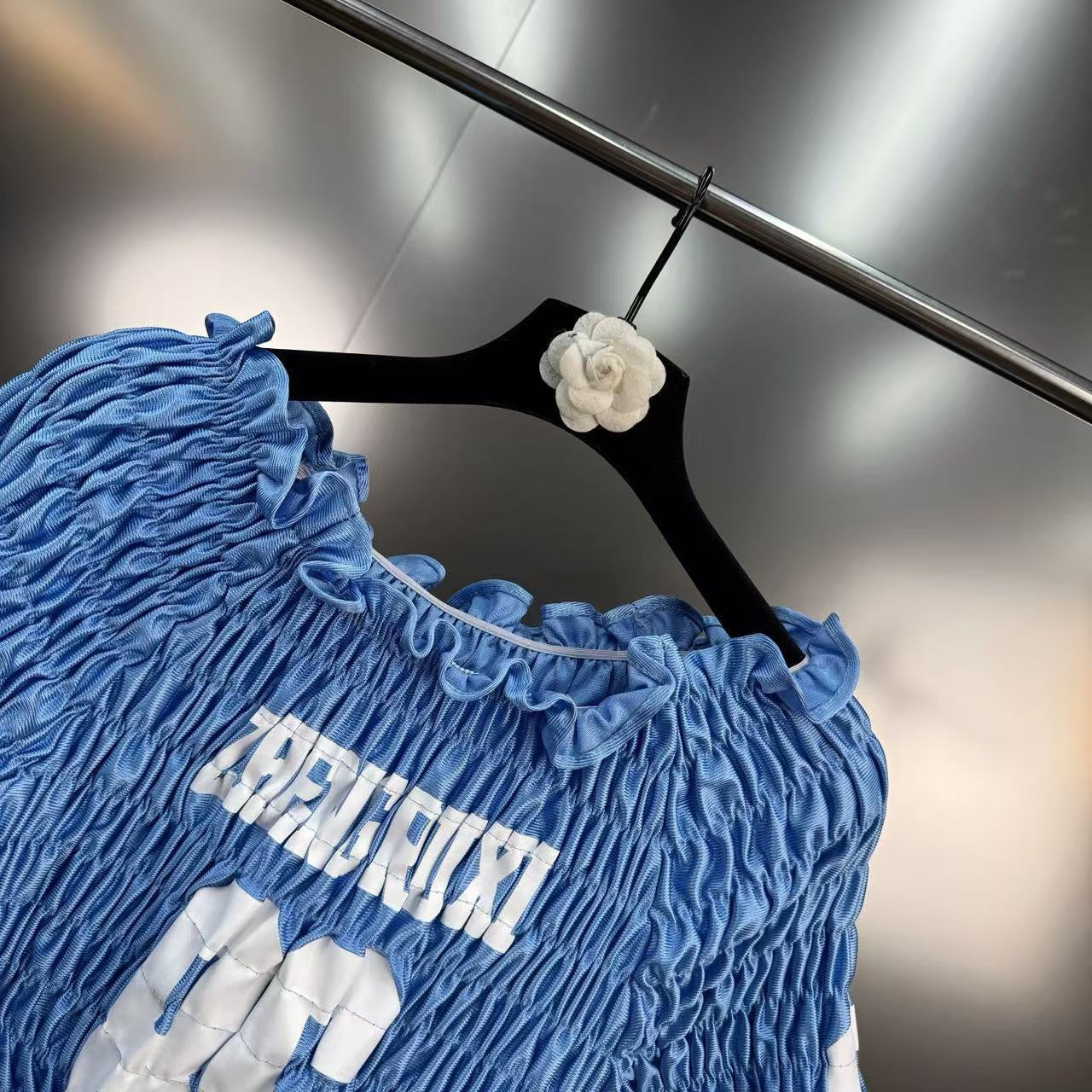 ZENGXIXI Ruched Jersey Number Crop Top – Blue / Black / Purple