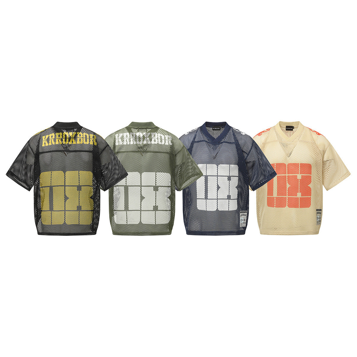 Mesh Digital-Print Oversized Jersey Tee – Black / Olive / Navy / Sand
