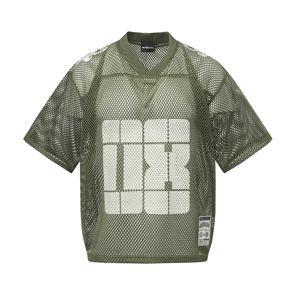 Mesh Digital-Print Oversized Jersey Tee – Black / Olive / Navy / Sand