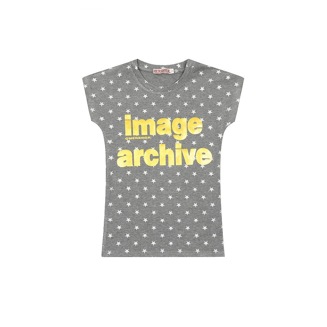 Star-Print “Image Archive” Fitted Tee – Yellow / Red
