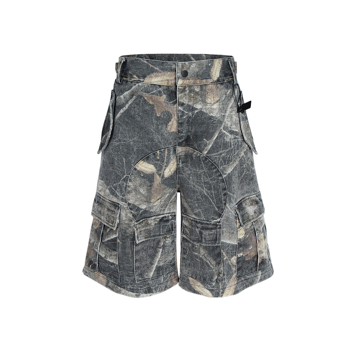 Tactical Camo Paneled Cargo Shorts – Earth Bark Print