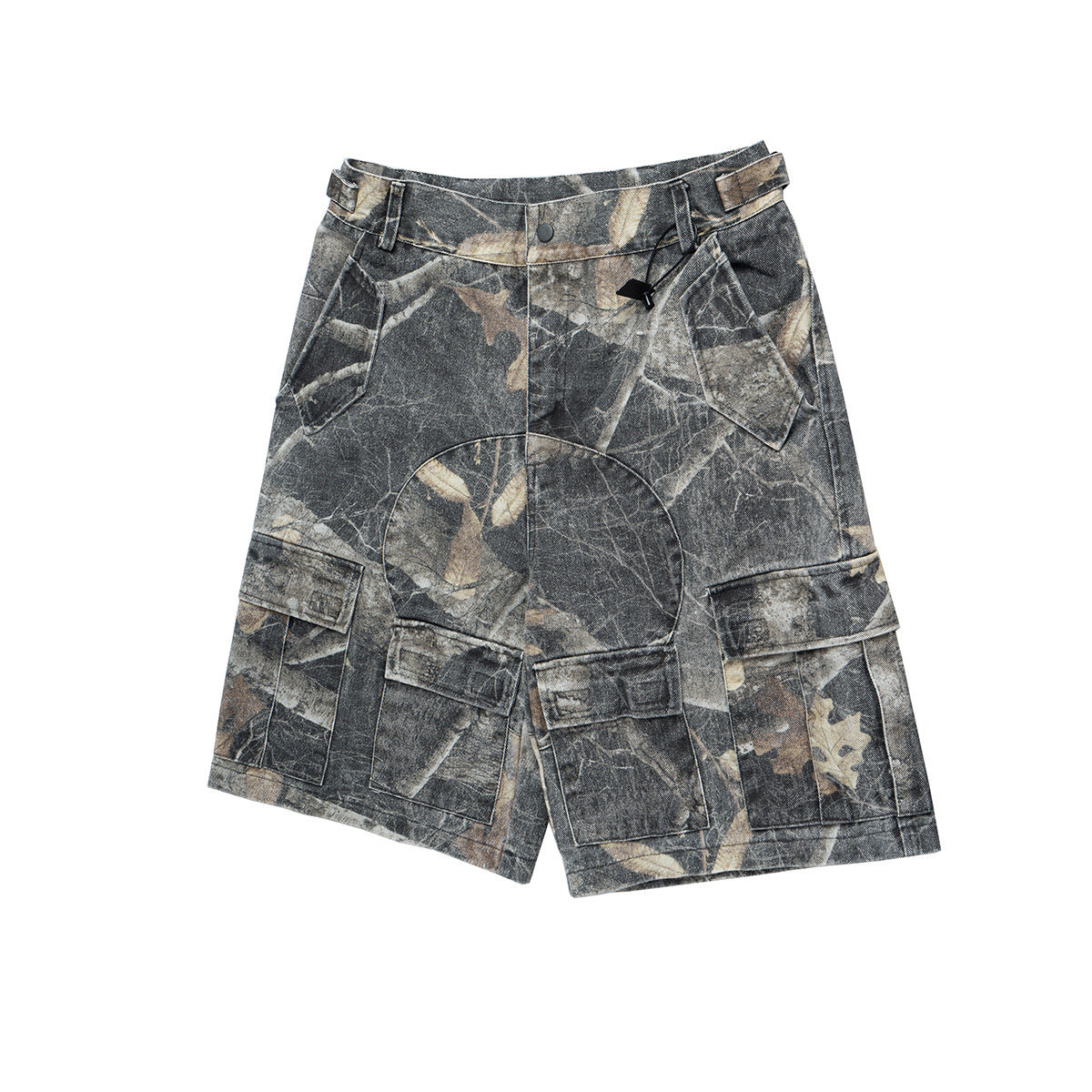 Tactical Camo Paneled Cargo Shorts – Earth Bark Print