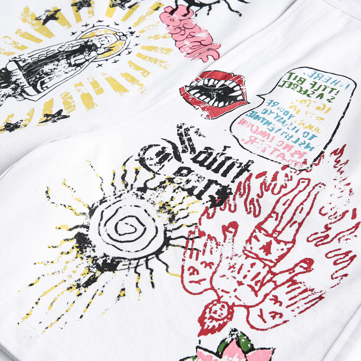 Mad Graffiti Hand-Painted Shorts – Chaos White