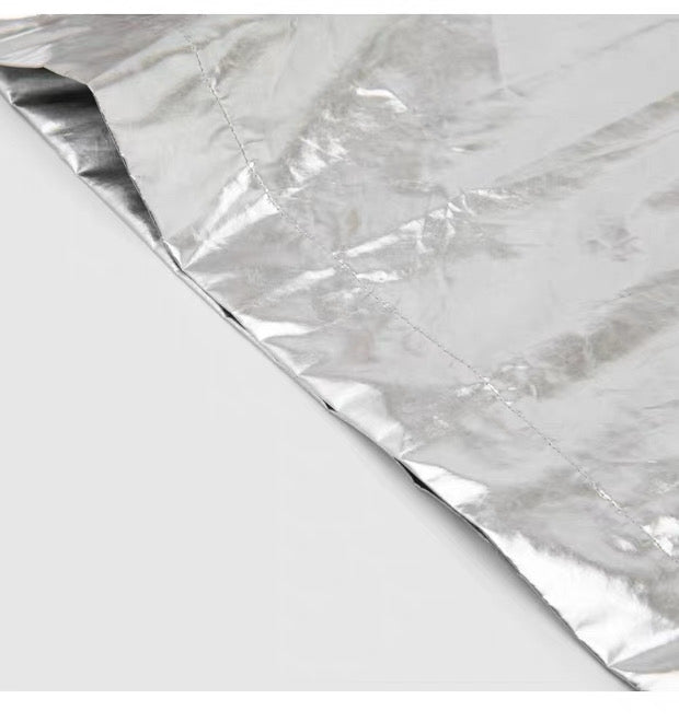 Alexander McQueen Metallic Foil Short-Sleeve Top – Silver