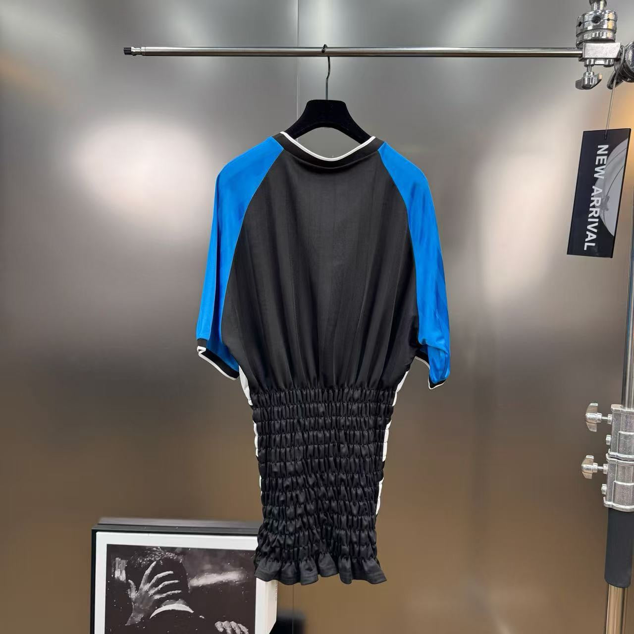 BACKINDI Smocked Panel Football-Inspired Jersey Top – Multi Colors
